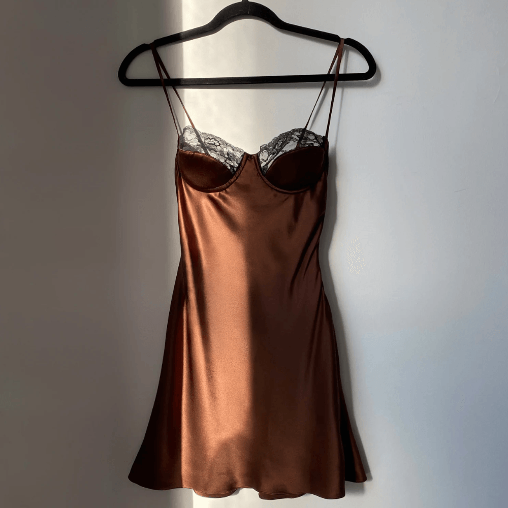 Palm Paradise Lace Cup Mini Dress - View 13