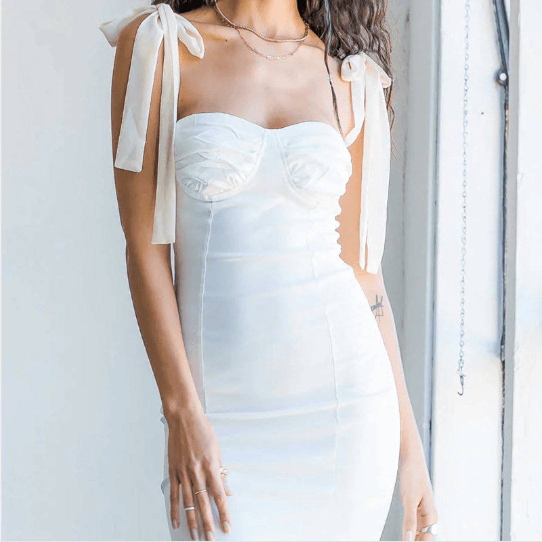 Ribbon Tie Up Corset Bodycon Midi Dress - View 7