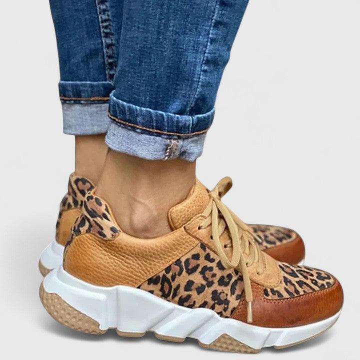 Leopard Print Lace Up Chunky Platform Sneakers