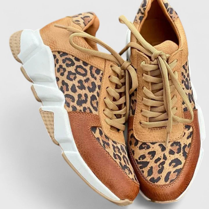Leopard Print Lace Up Chunky Platform Sneakers