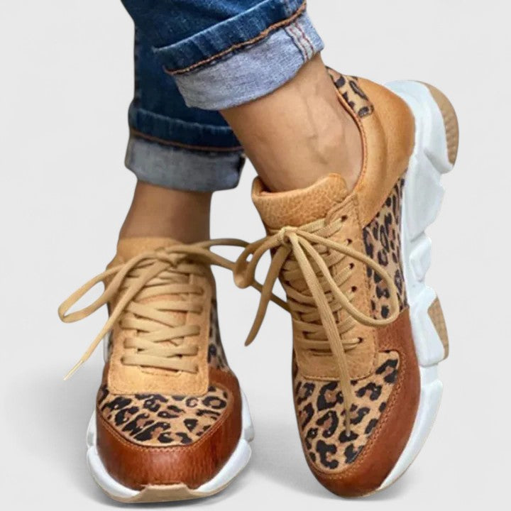 Leopard Print Lace Up Chunky Platform Sneakers
