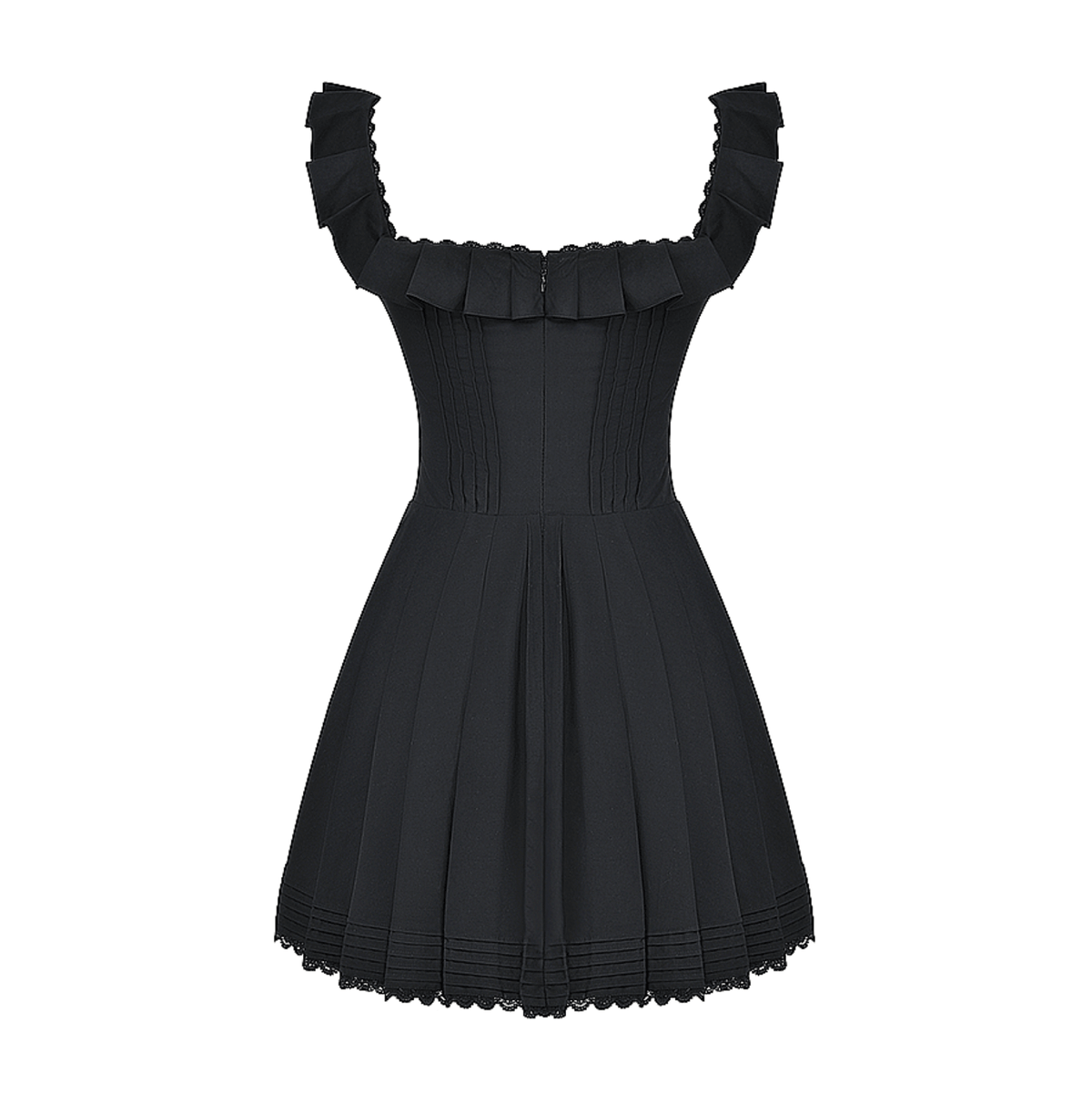 Square Neck Ruffle Strap Corset Pleated Fit and Flare Mini Dress - View 10