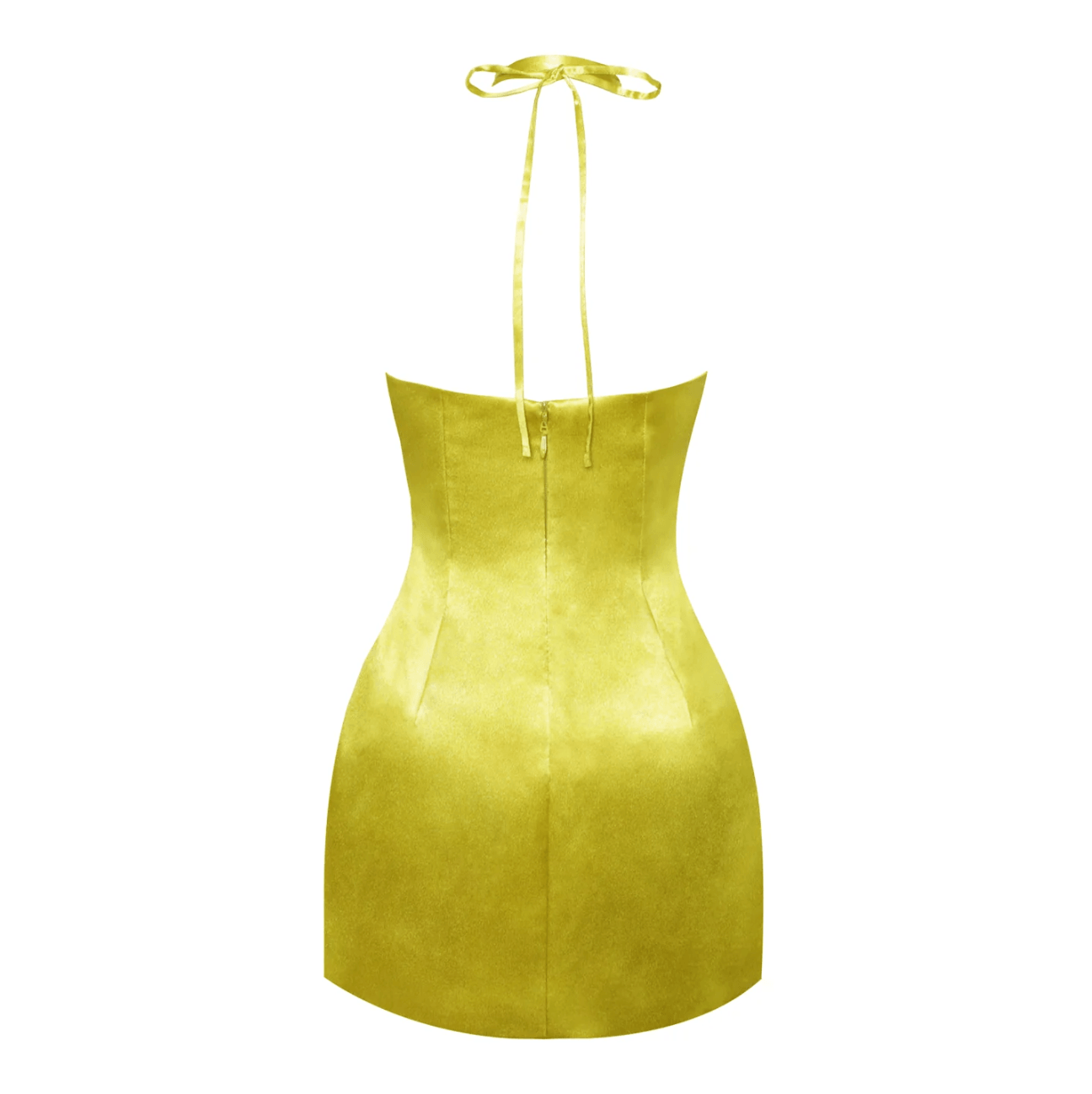 Satin Halter Neck Cut Out Rosette Bodycon Mini Dress