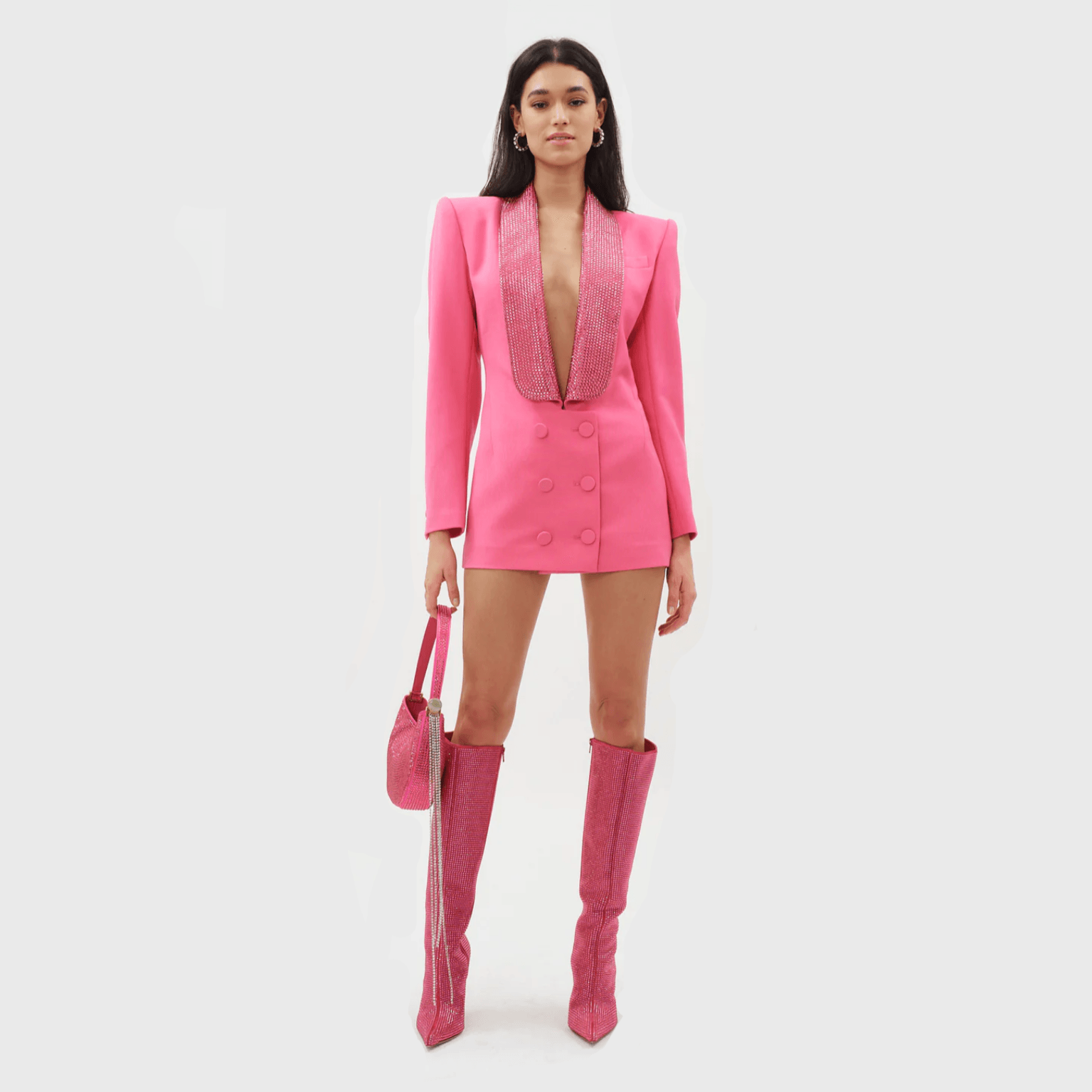 Sequin Shawl Lapel Double Breasted Long Sleeve Blazer Mini Dress