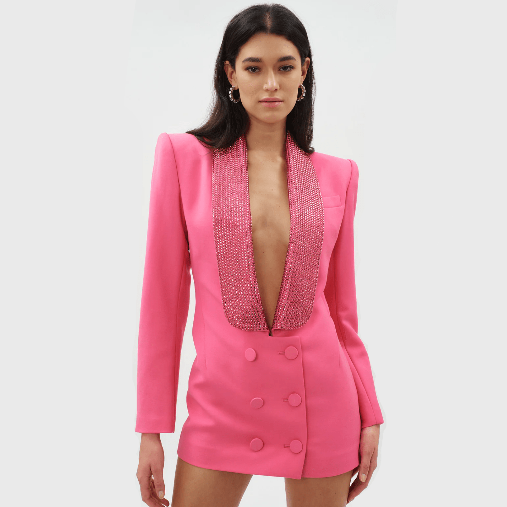 Sequin Shawl Lapel Double Breasted Long Sleeve Blazer Mini Dress