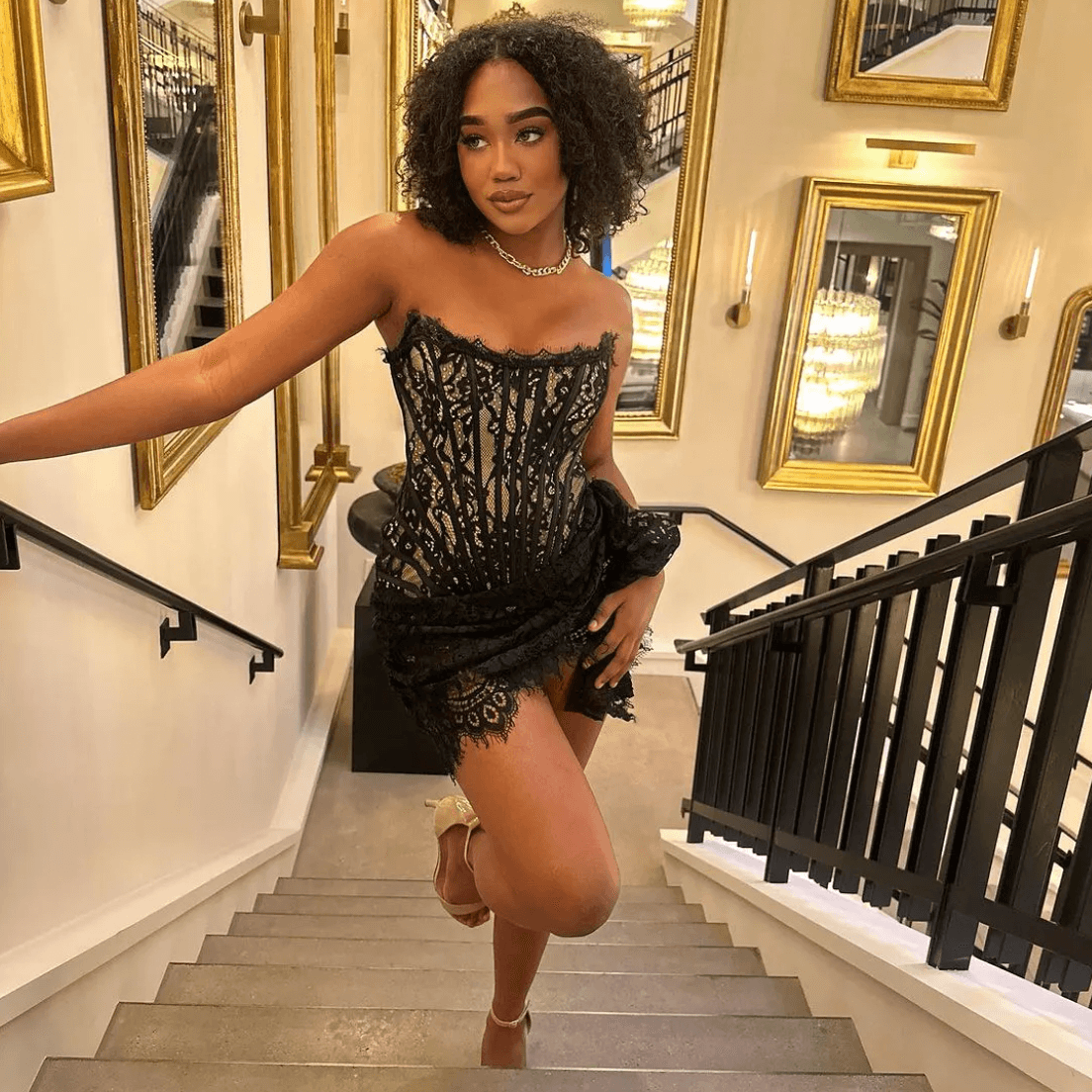 Lace Strapless Corset Draped Mini Dress