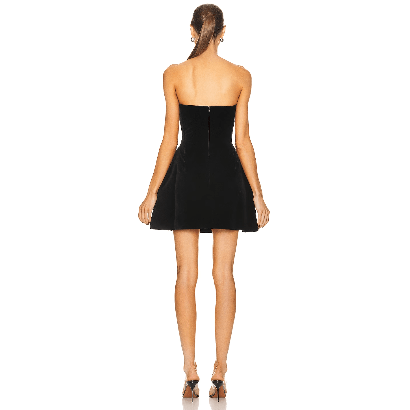 Velvet Strapless Corset Boned Bodice Heart Applique Fit and Flare Mini Dress