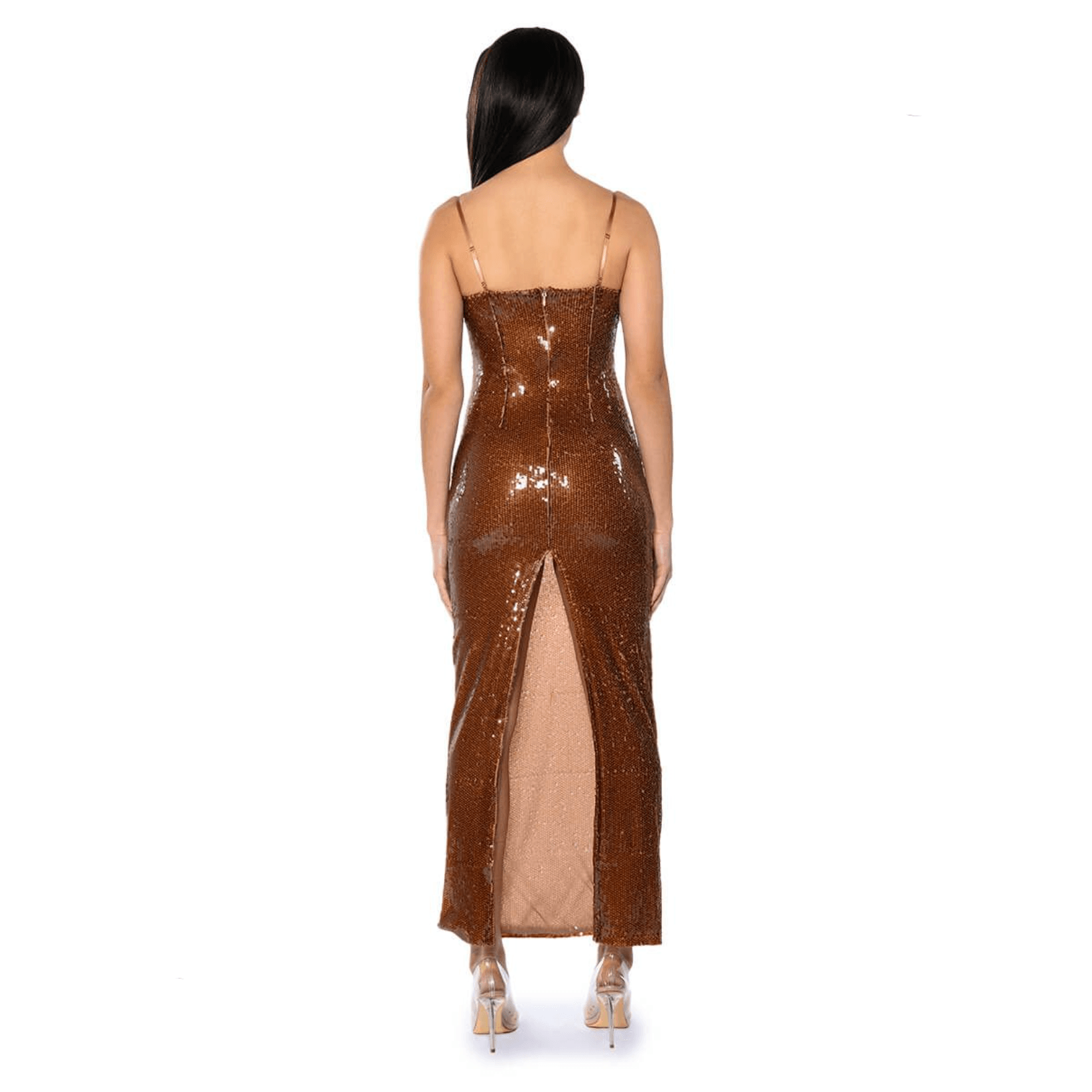 Sequin Ruched Bodycon Maxi Dress