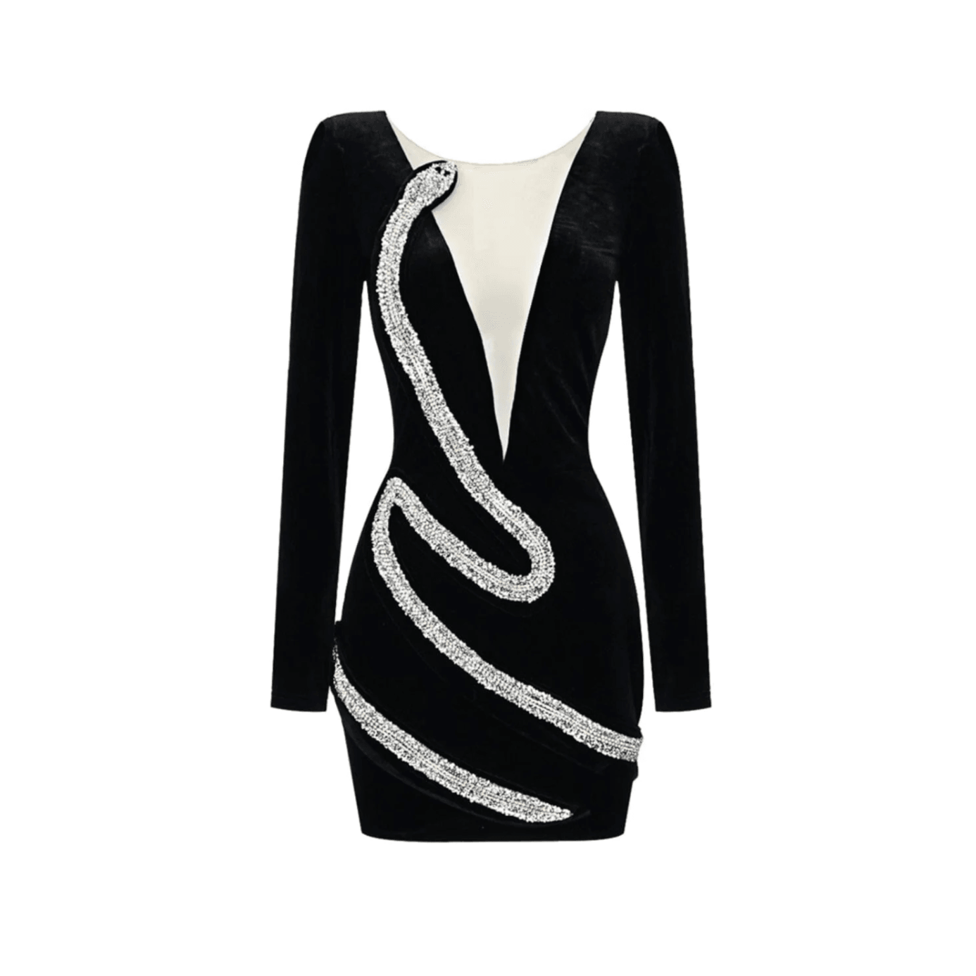 Passionate Jewel Diamond Snake Velvet Mini Dress - View 8