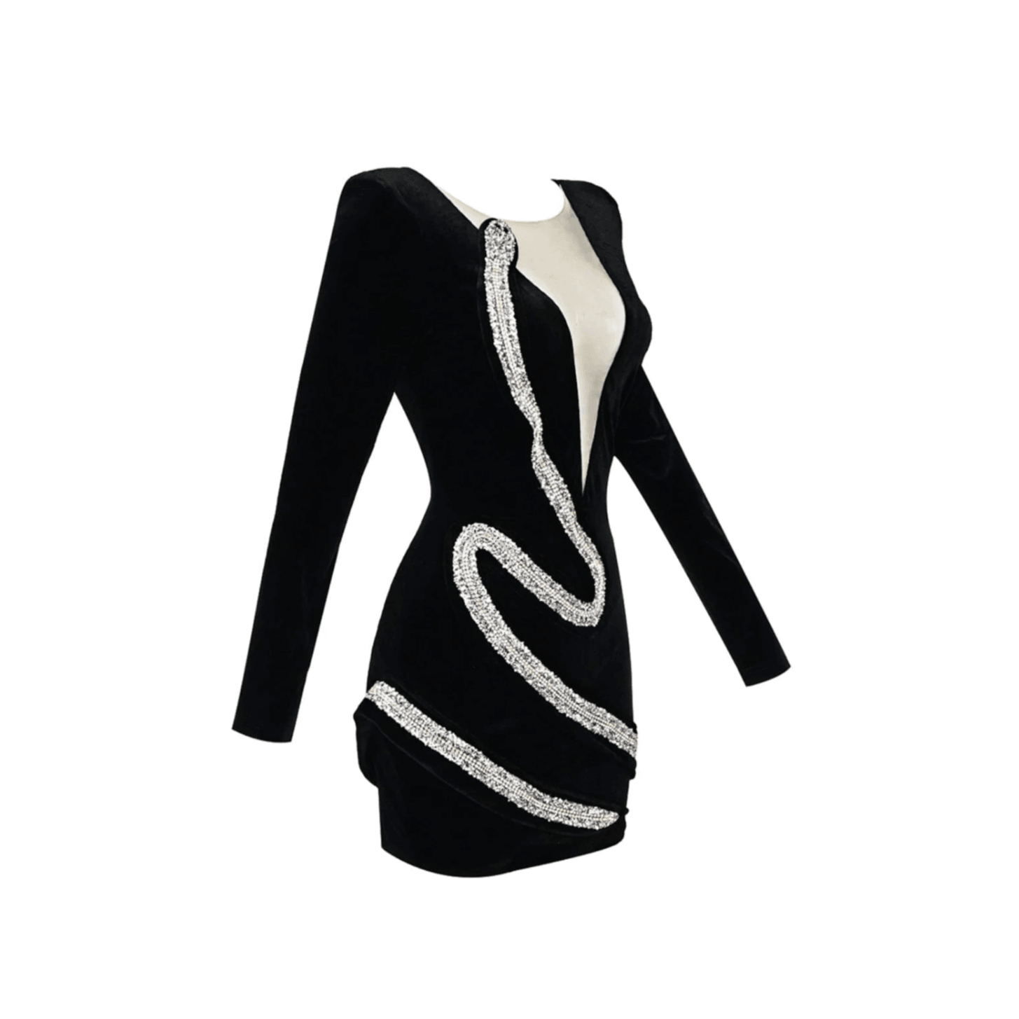 Passionate Jewel Diamond Snake Velvet Mini Dress - View 9