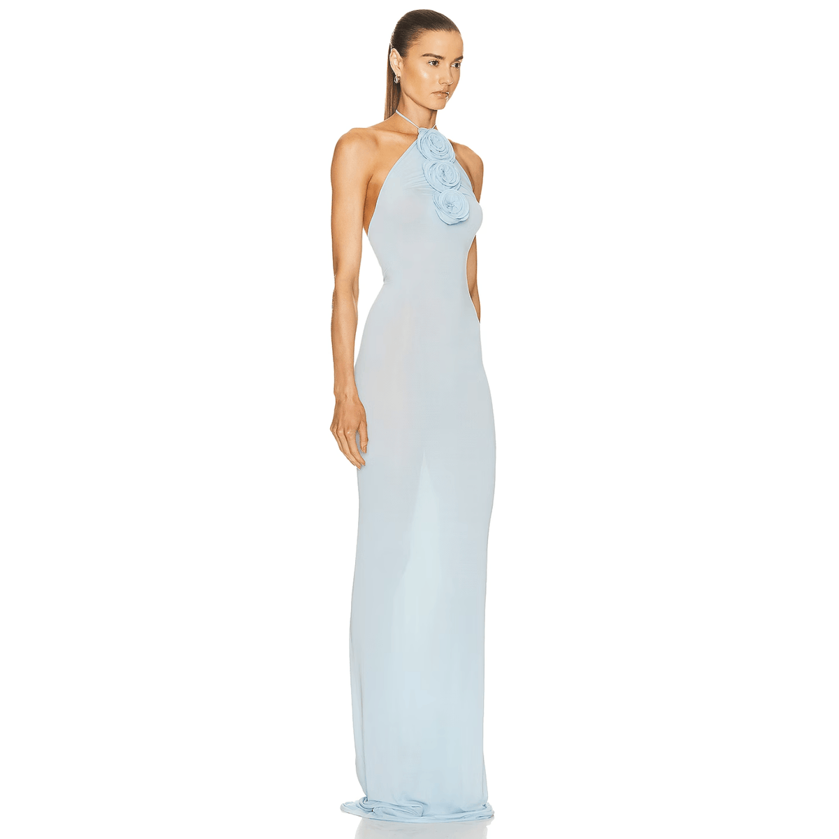 Easy Style Blue Mesh Maxi Dress - View 7