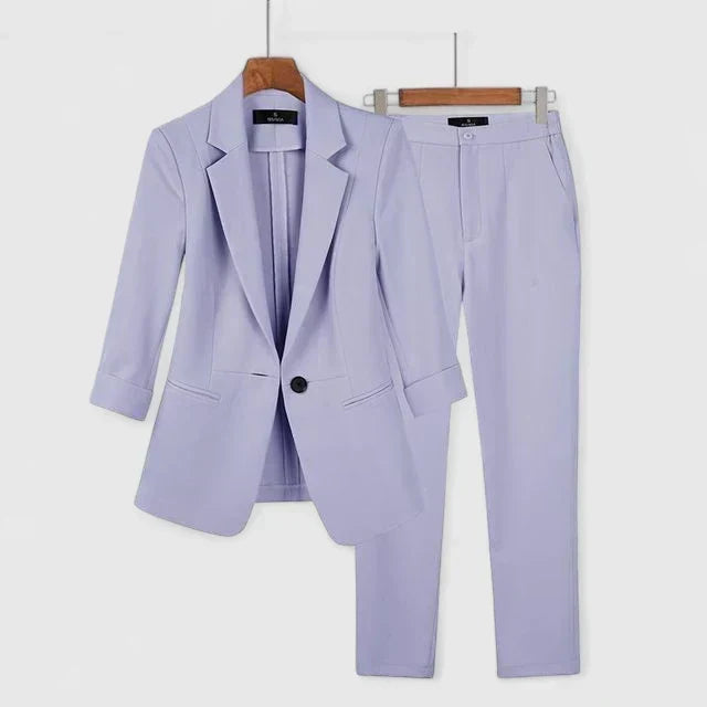Single Button Blazer and Pants Two Piece Set