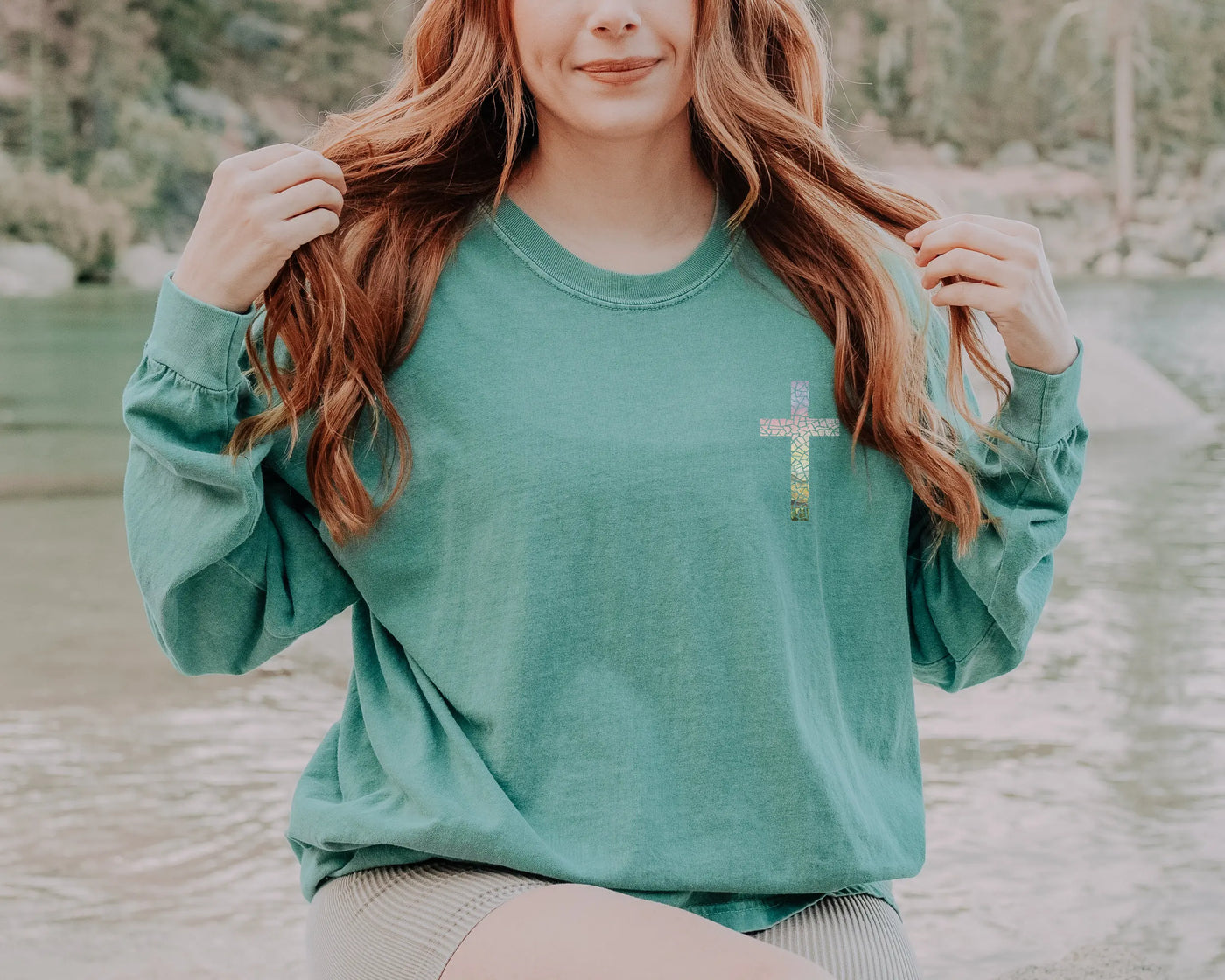 Fashion Individuality Cross Duplex Trend Art Jesuits Christmas Hoodie Green / S Hoodies-L