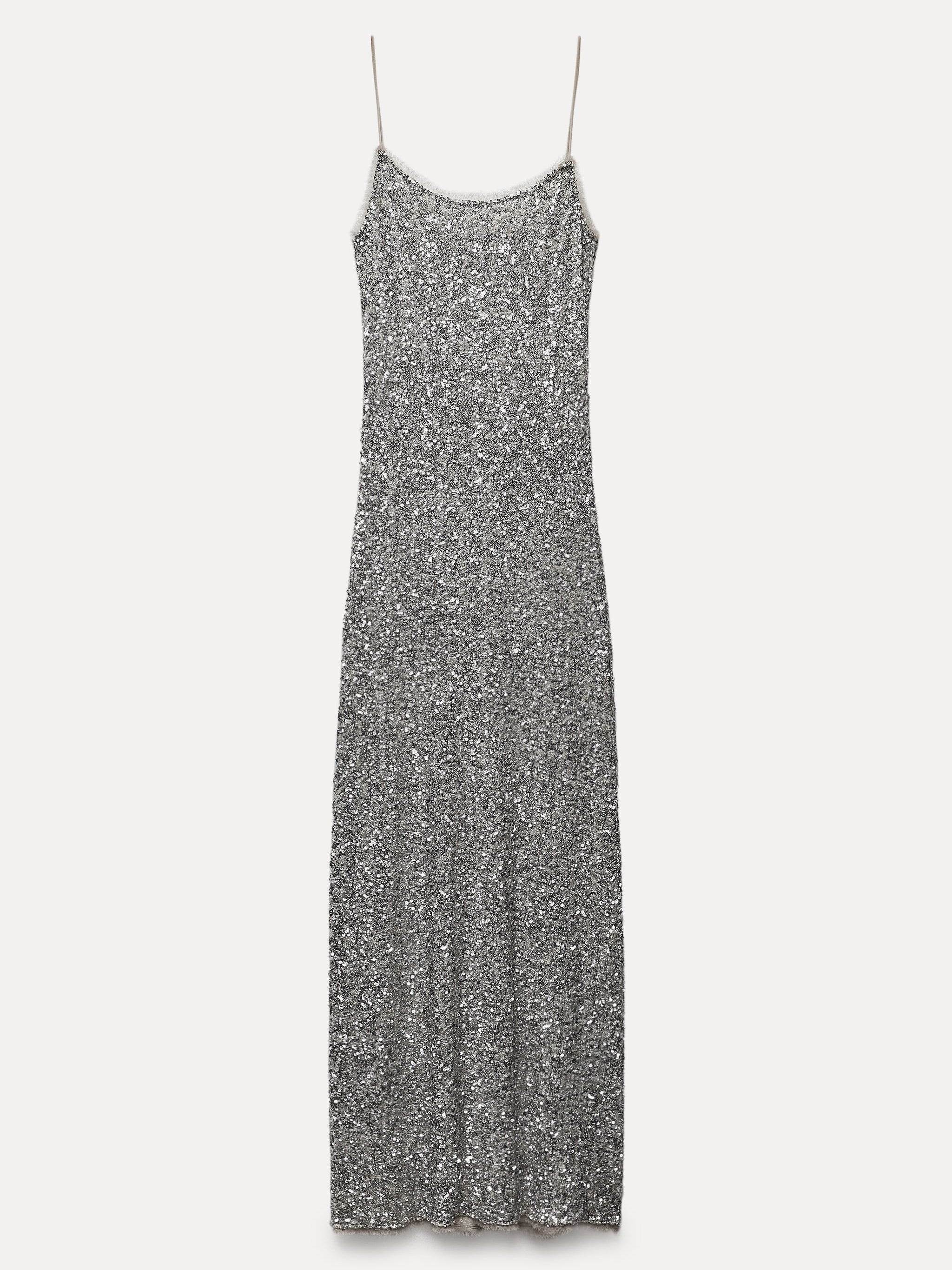 Sequin Spaghetti Strap Slip Midi Dress