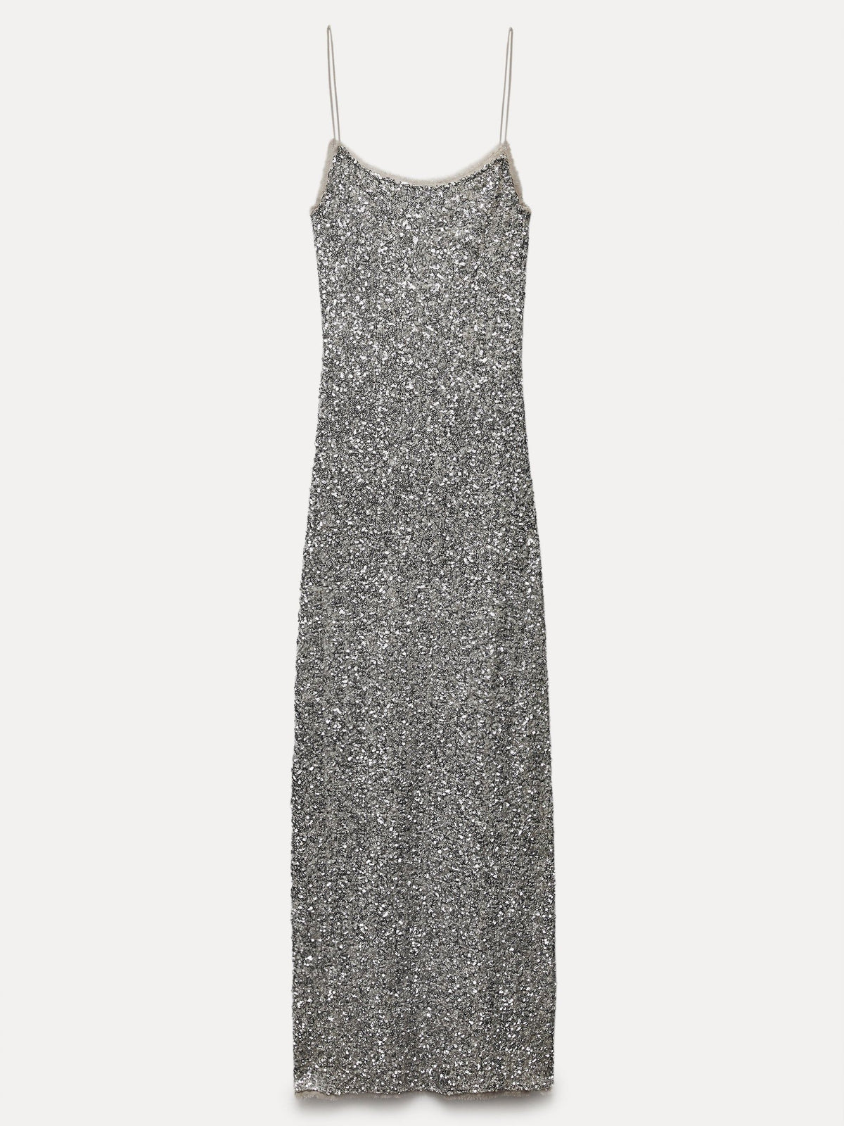 Sequin Spaghetti Strap Slip Midi Dress - View 6