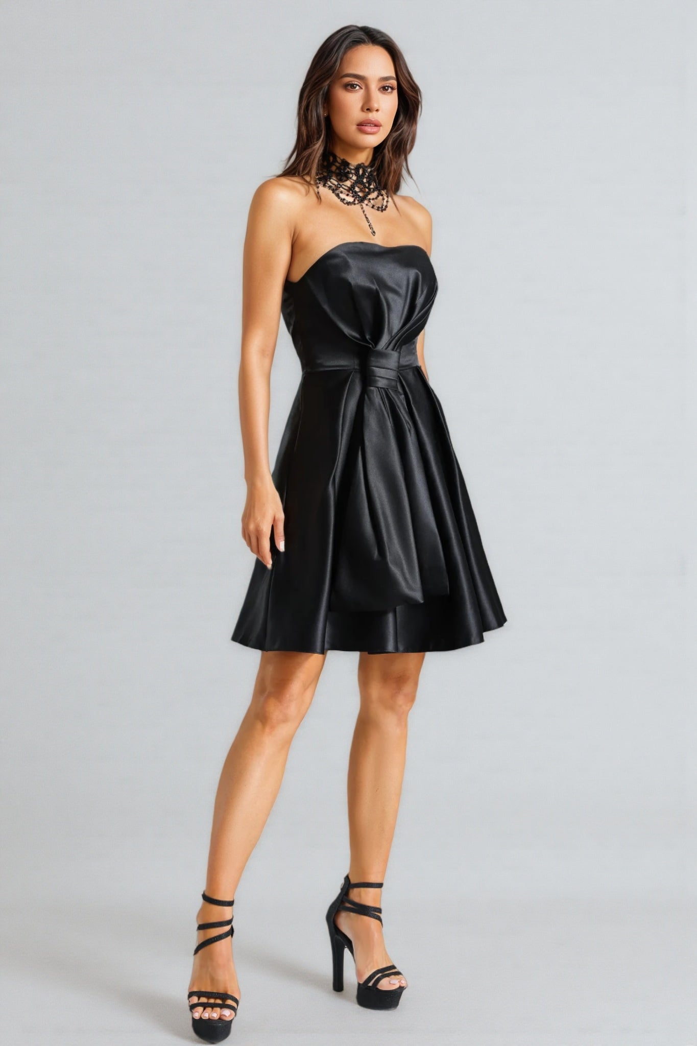 Nirina Deborah Satin Strappy Mini Dress - View 4