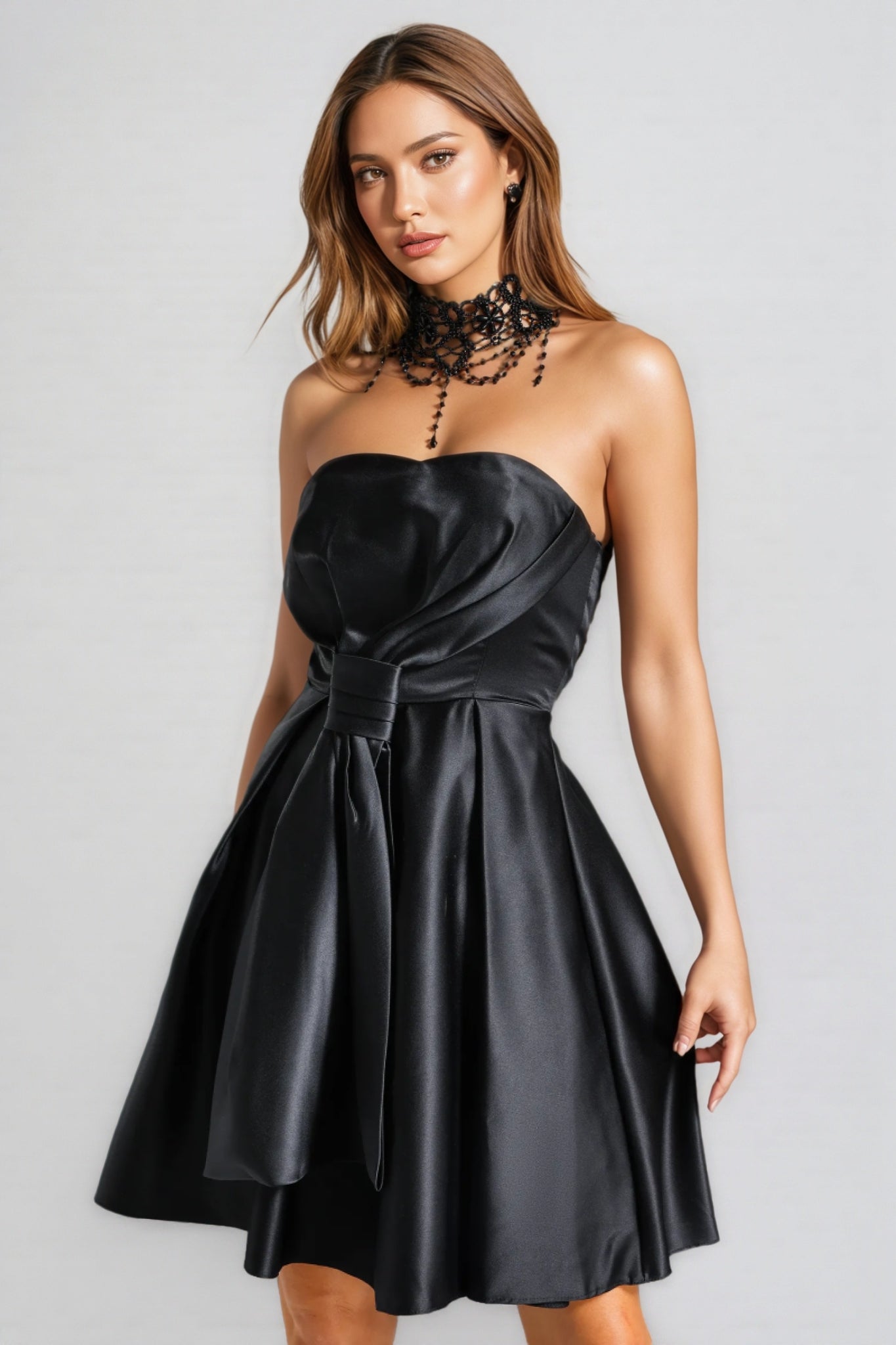 Nirina Deborah Satin Strappy Mini Dress - View 3