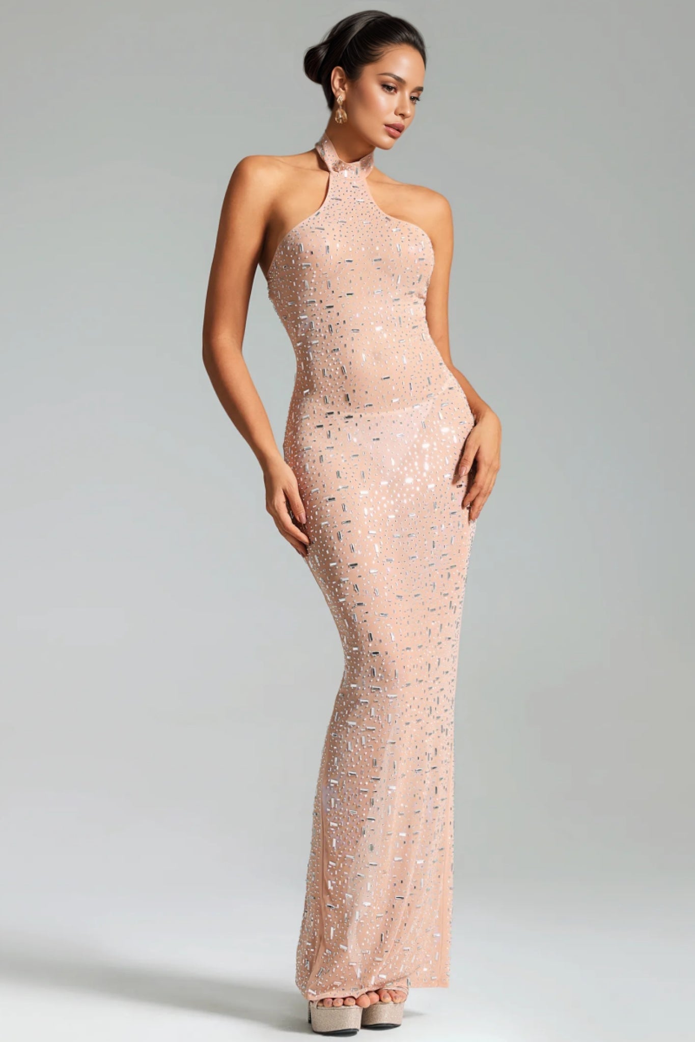 Mirelid Halter Diamond Maxi Dress - View 2