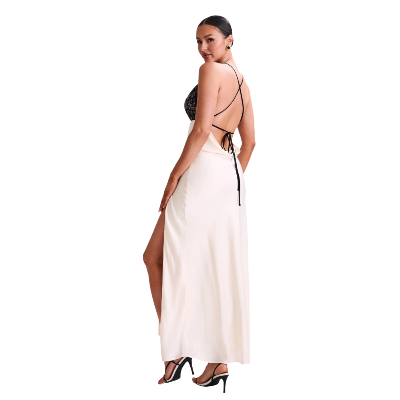 Lace Trim Satin Slip Maxi Dress - View 8
