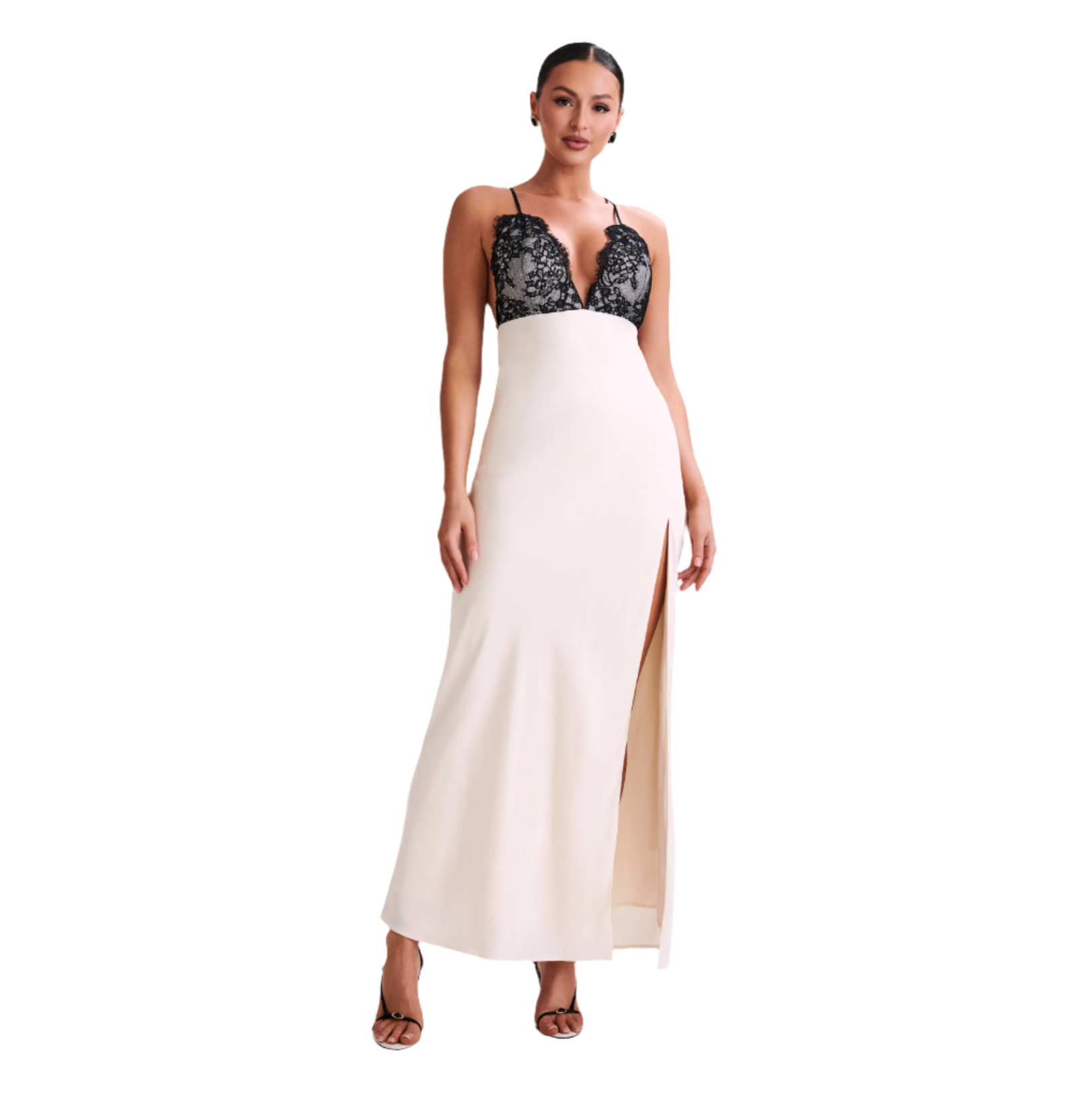 Lace Trim Satin Slip Maxi Dress - View 6