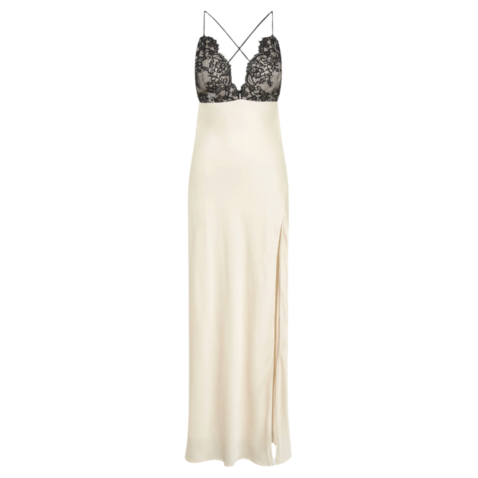 Lace Trim Satin Slip Maxi Dress - View 10