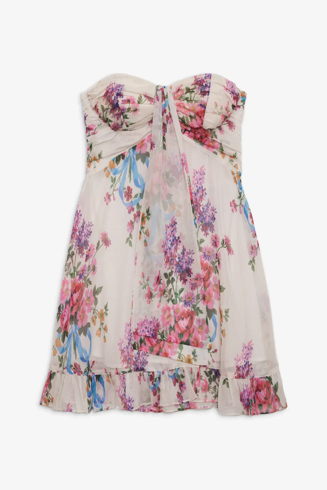 Strapless Floral Backless Ruffle Mini Dress 5