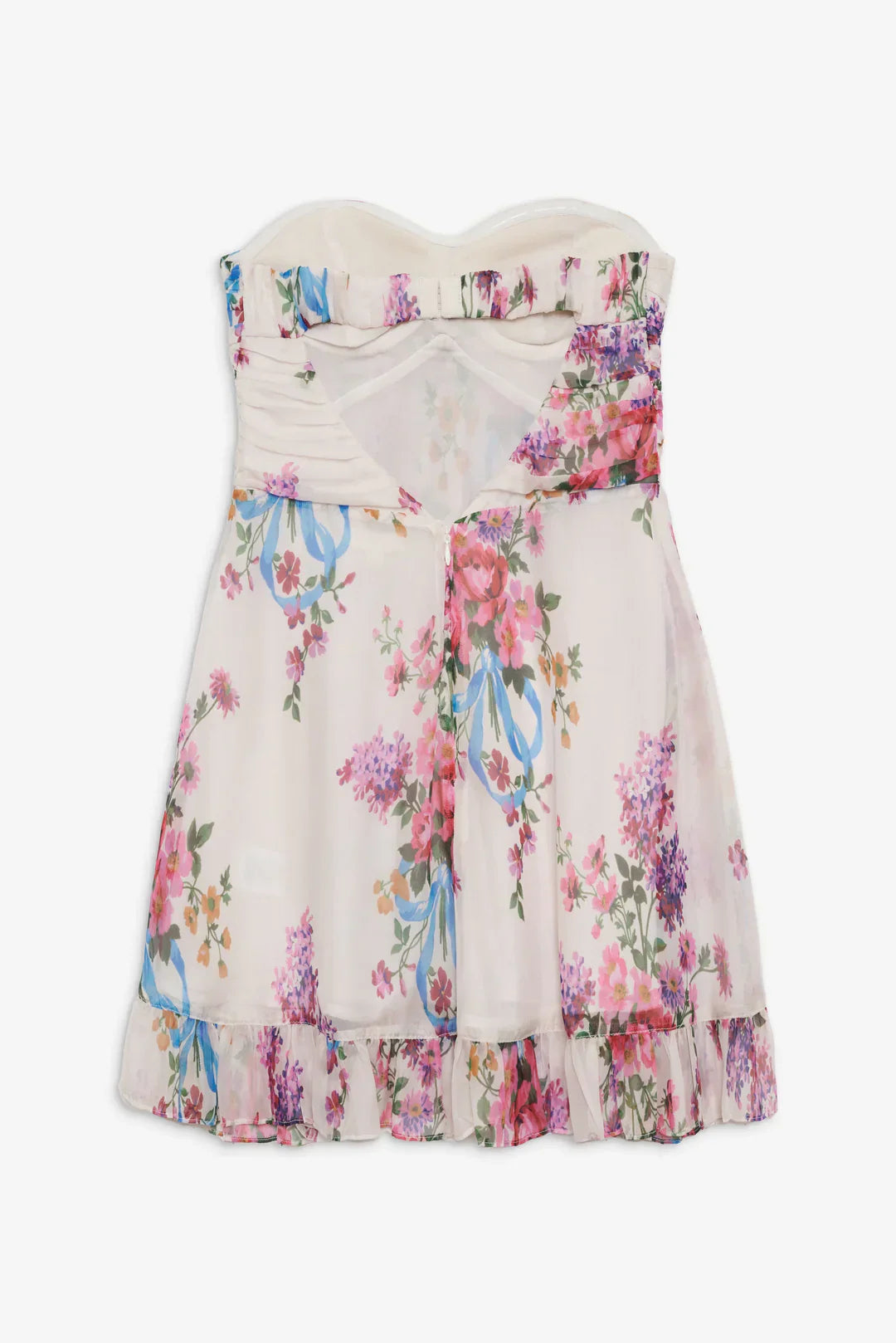 Strapless Floral Backless Ruffle Mini Dress 6