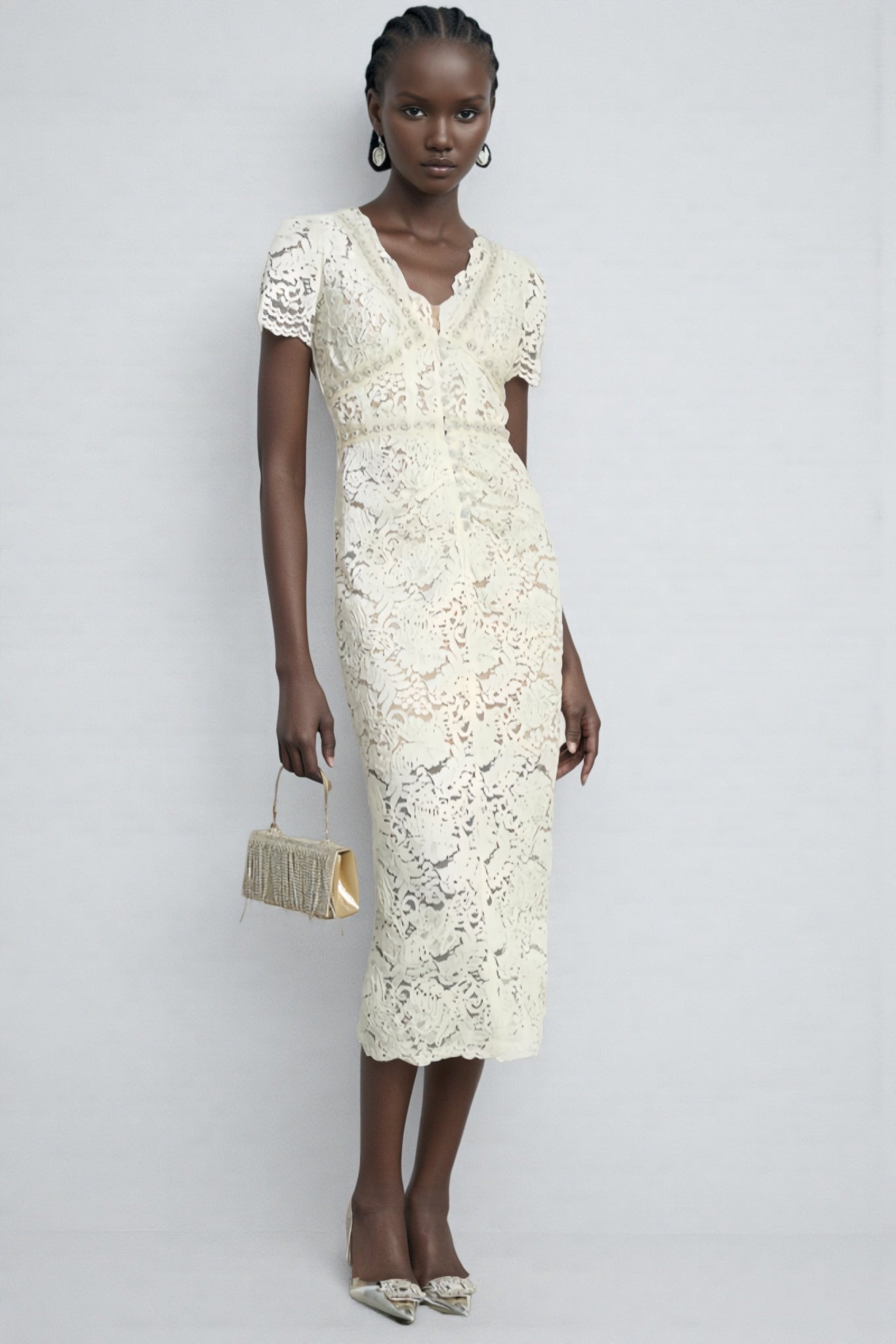 Fina Lace Slim Fit Midi Dress - View 3