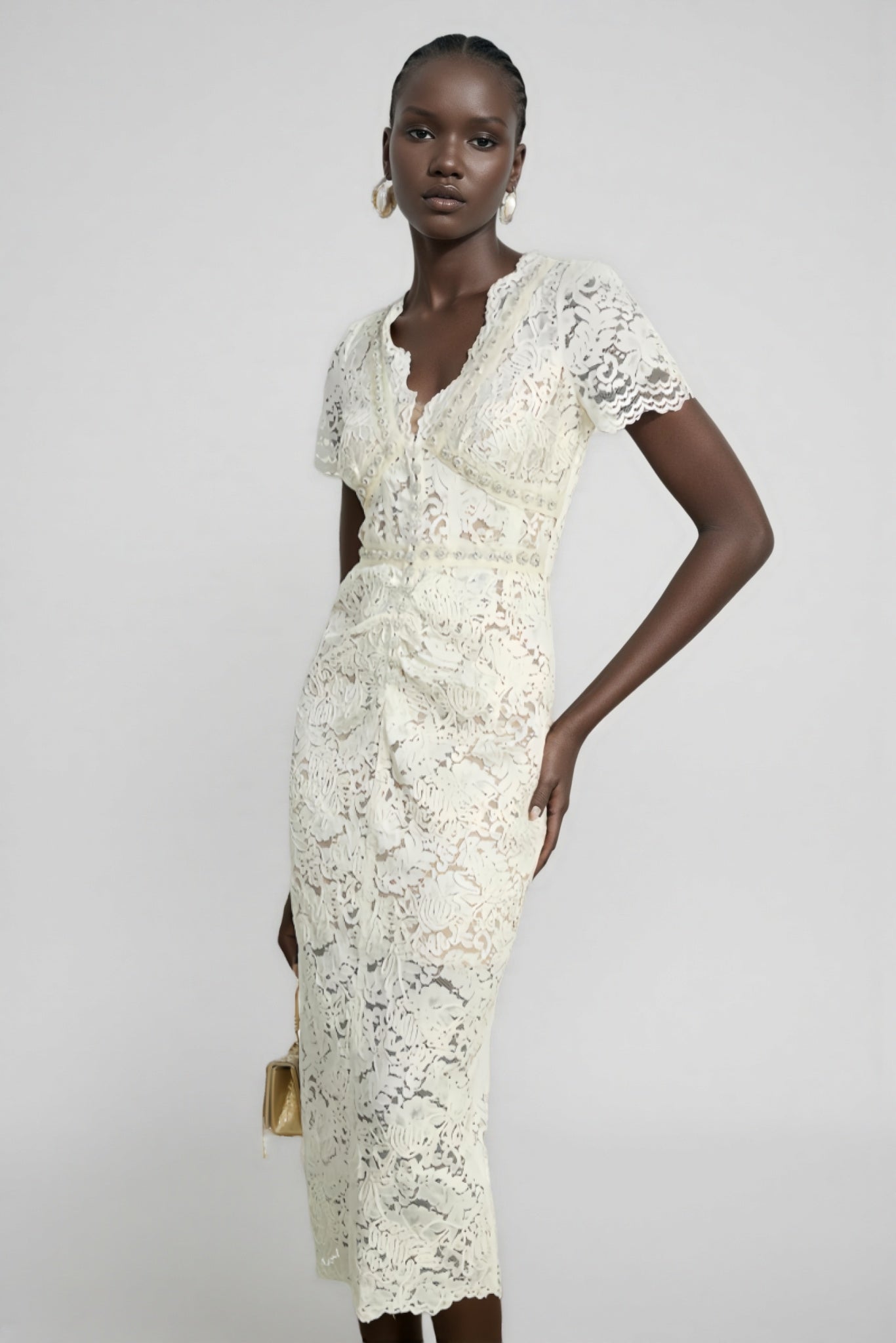 Fina Lace Slim Fit Midi Dress - View 2