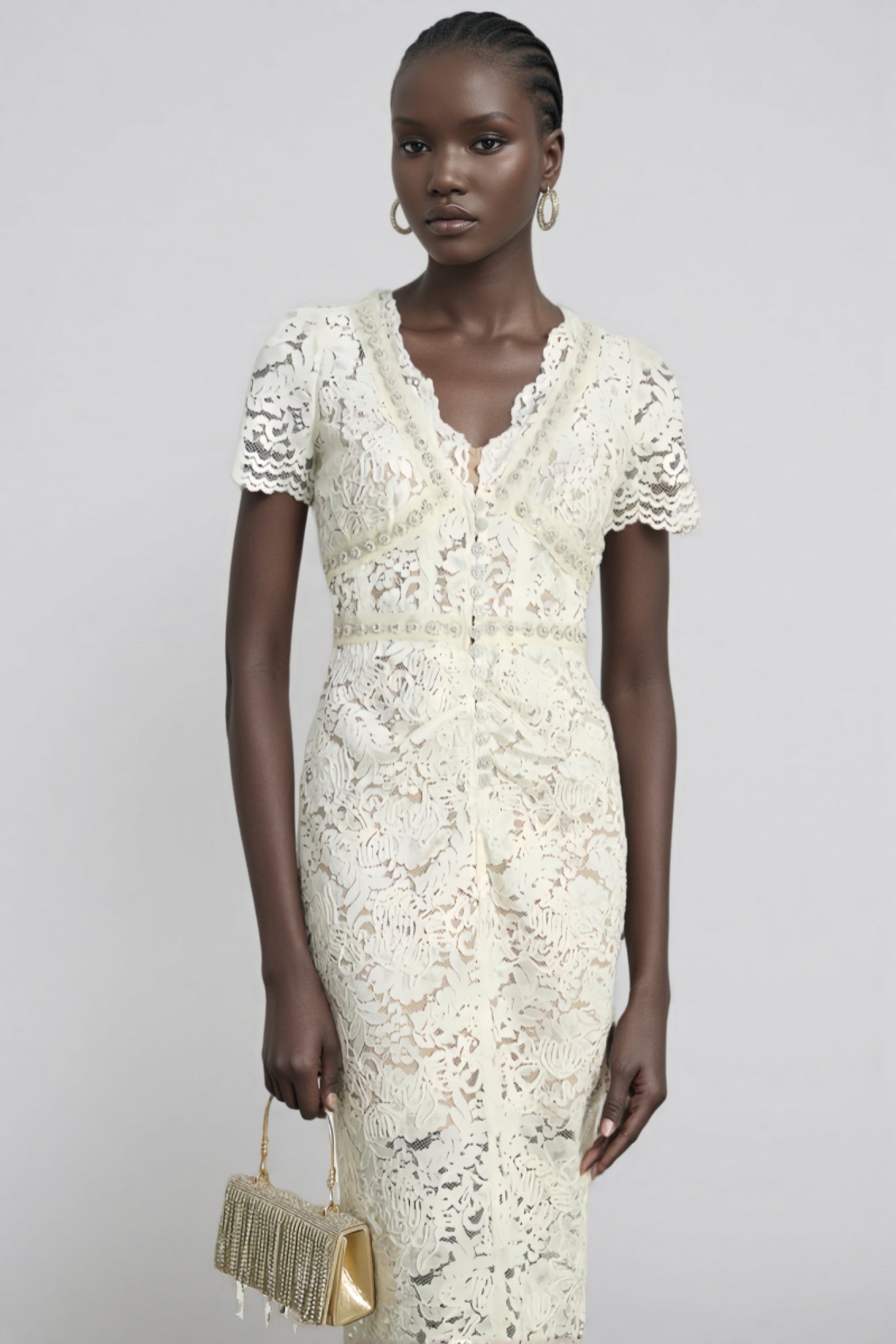 Fina Lace Slim Fit Midi Dress - View 4