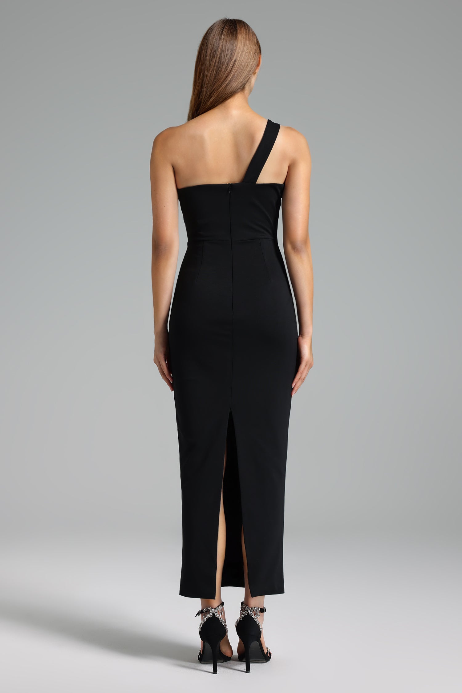 One Shouder Lace Up Maxi Dress - View 3