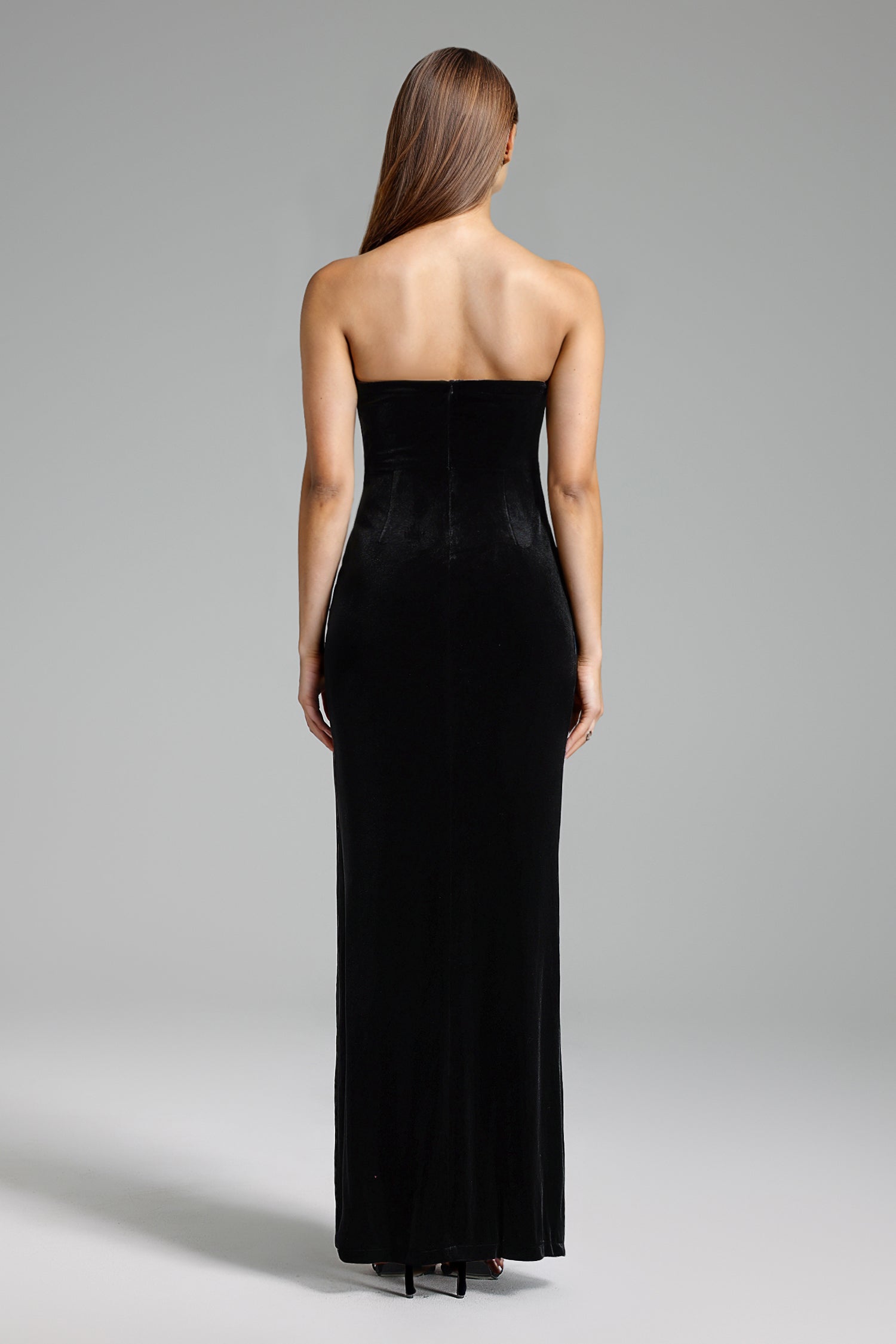 Strapless Velvet Maxi Dress - View 3