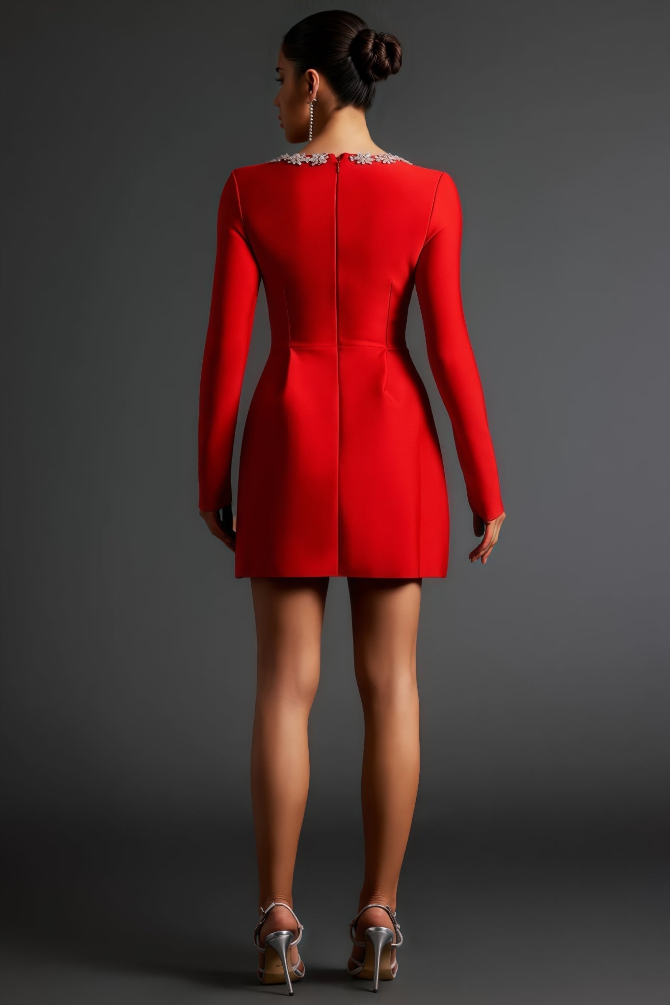 Sam Diamond Setting Long Sleeve Bandage Mini Dress - View 3