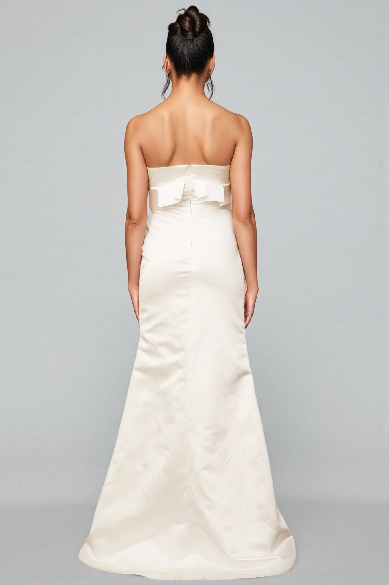 Jiusi White Floral Appliqued Satin Maxi Dress - View 4