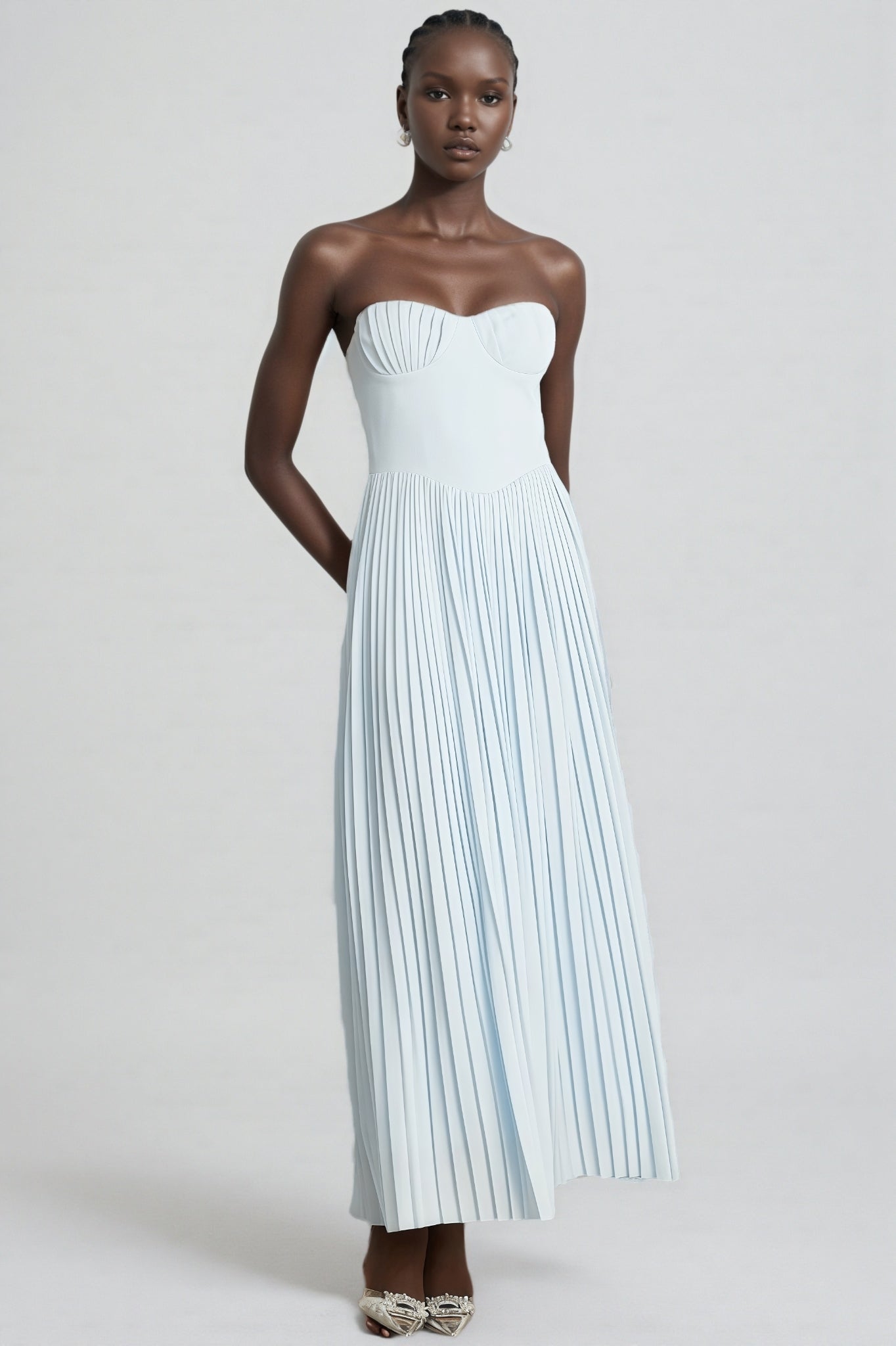Dalia Blue Pleated Corset Maxi Dress - View 2