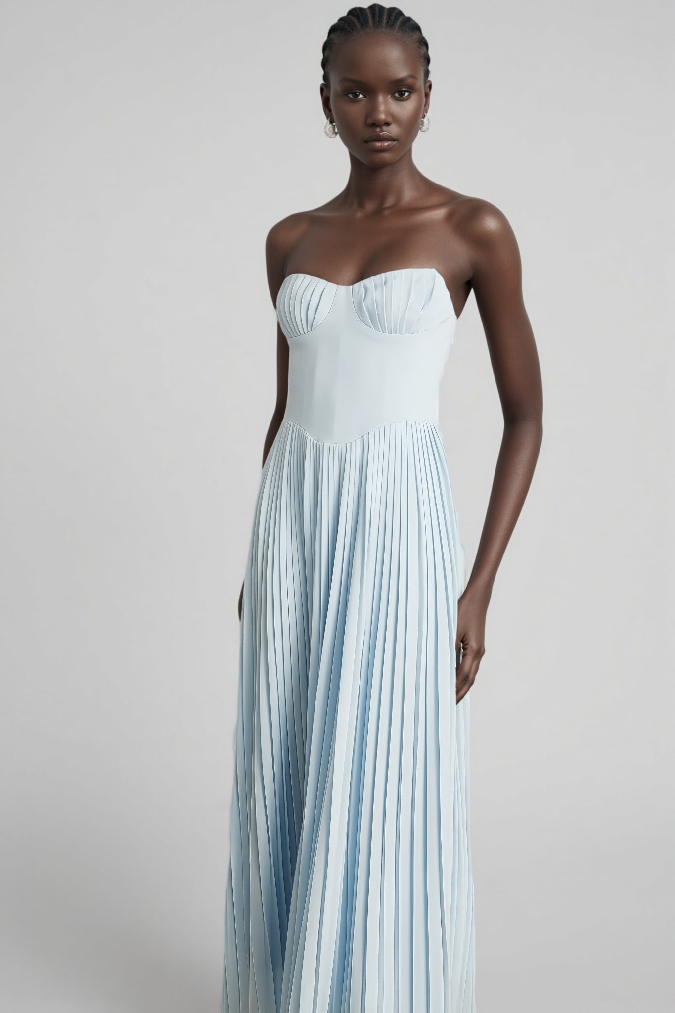 Dalia Blue Pleated Corset Maxi Dress - View 7