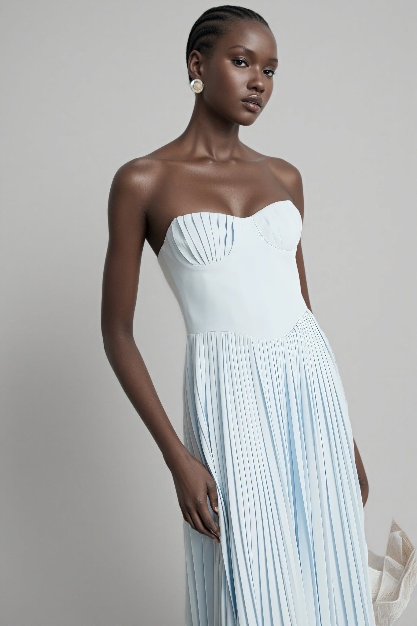 Dalia Blue Pleated Corset Maxi Dress - View 8