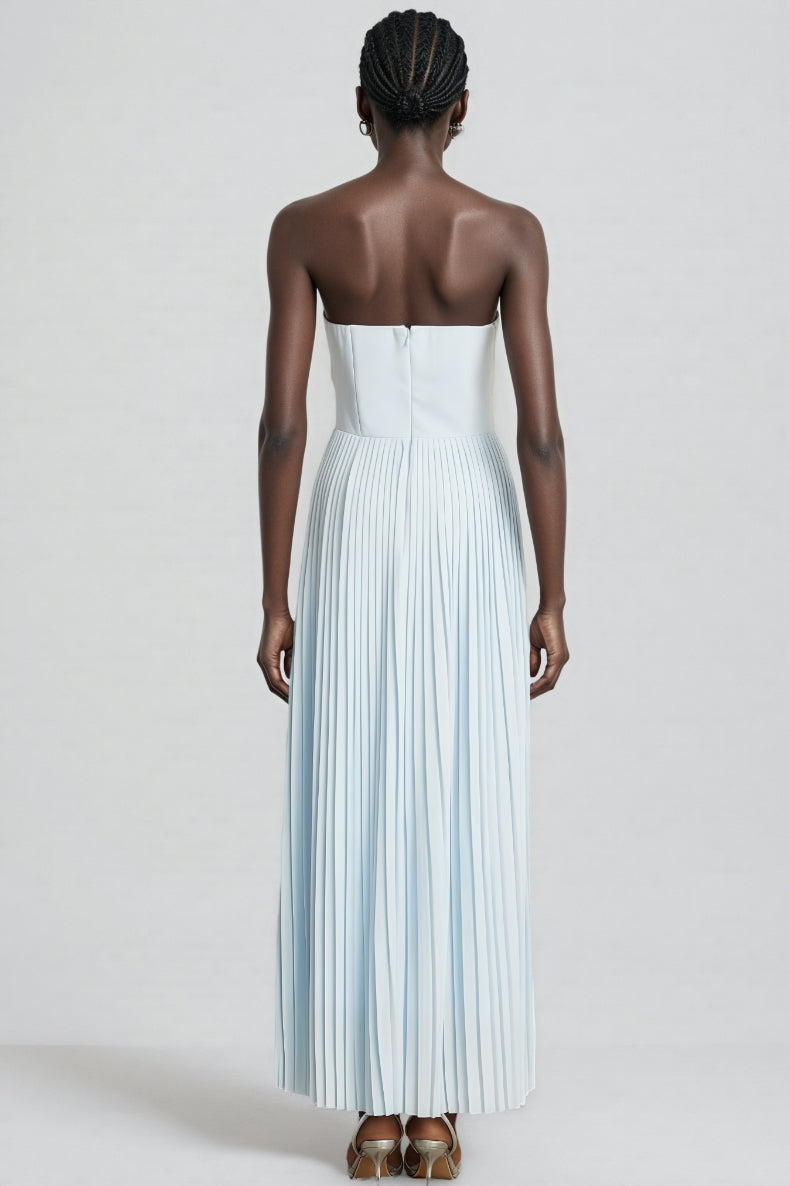 Dalia Blue Pleated Corset Maxi Dress - View 4