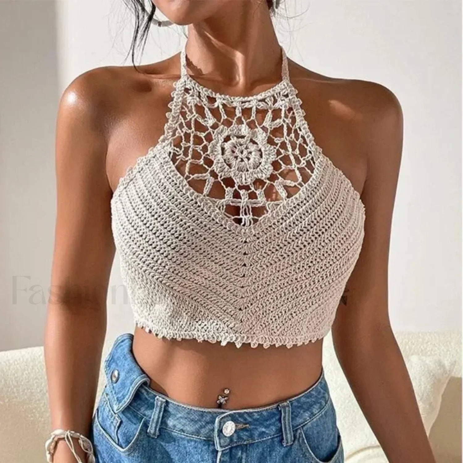 2024 Retro Tassel Spaghetti Strap Crop Top
