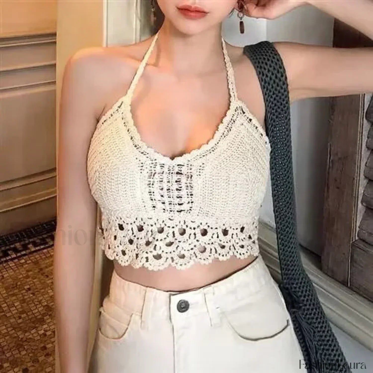 2024 Retro Tassel Spaghetti Strap Crop Top