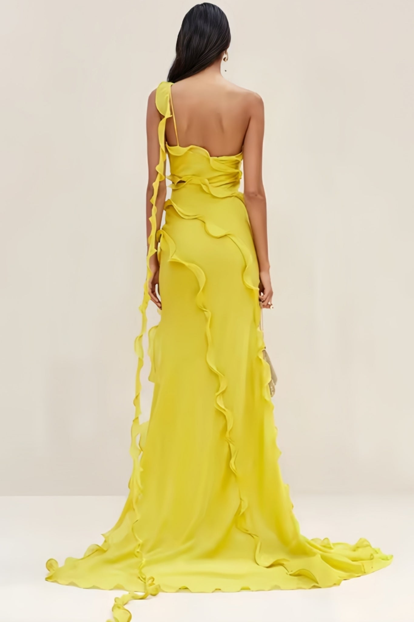 Nyssa Sleeveless Wood Ear Pleated Chiffon Maxi Dress - View 2