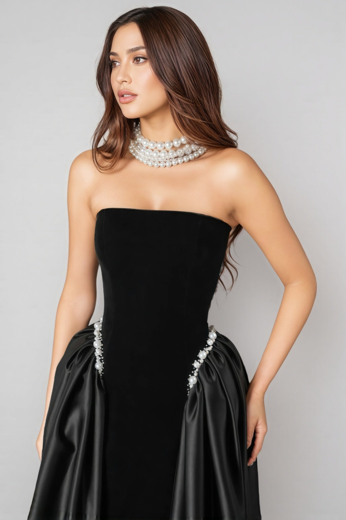 Eustace Black Strapless Evening Maxi Dress - View 2