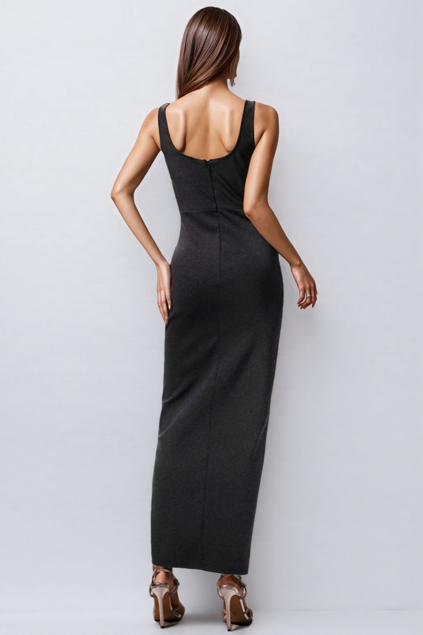 Sarly Sleeveless Sequin Diamante Slit Maxi Dress - View 3