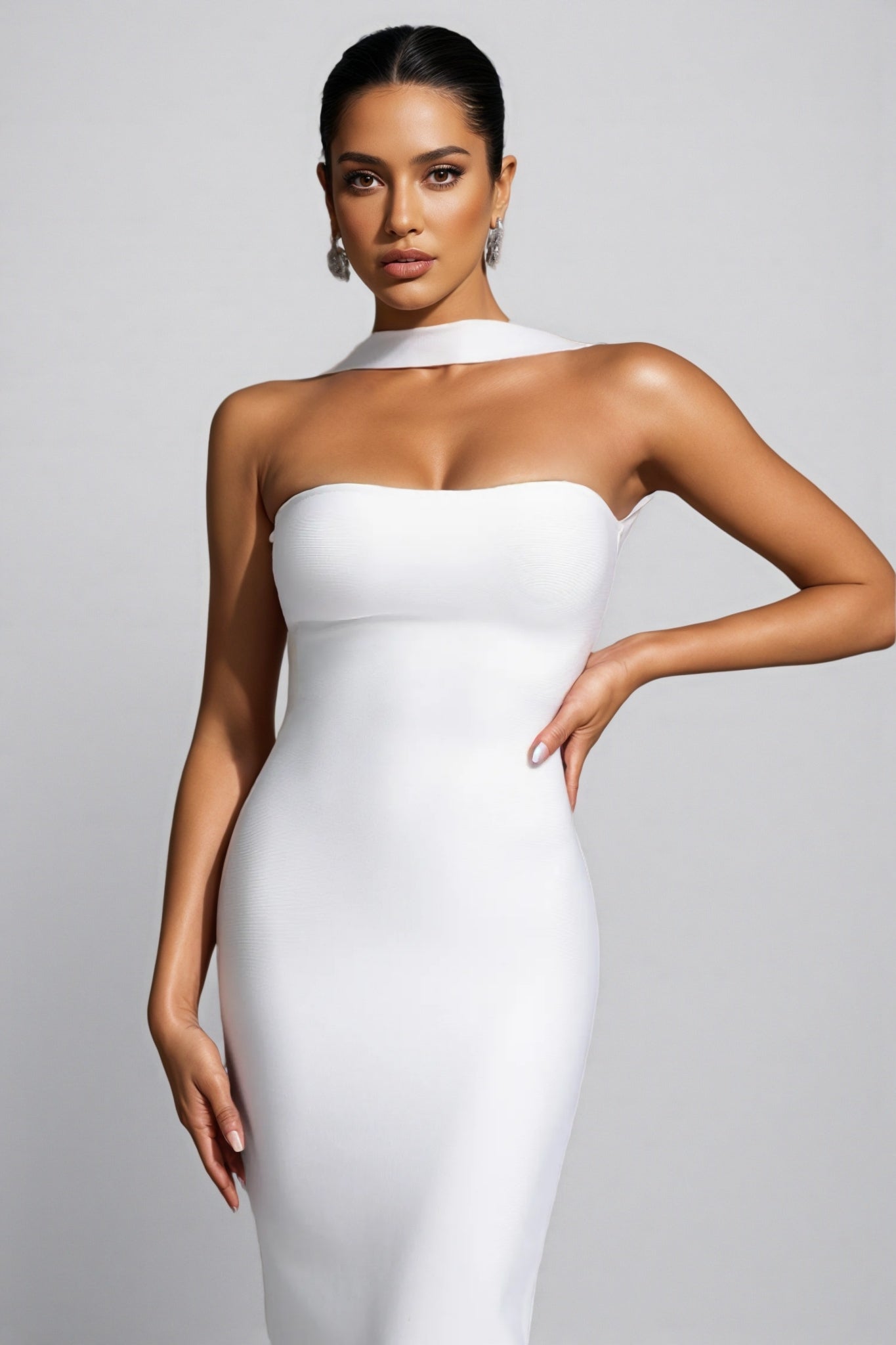 Strapless Choker Cut Out Bandage Mermaid Maxi Gown