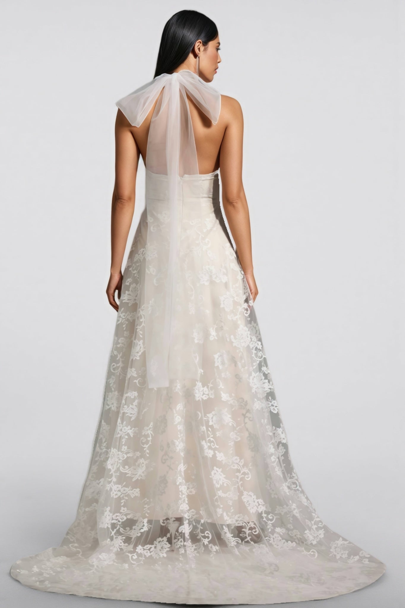 Albine Halter Sleeveless V-Neck Lace Maxi Dress - View 5