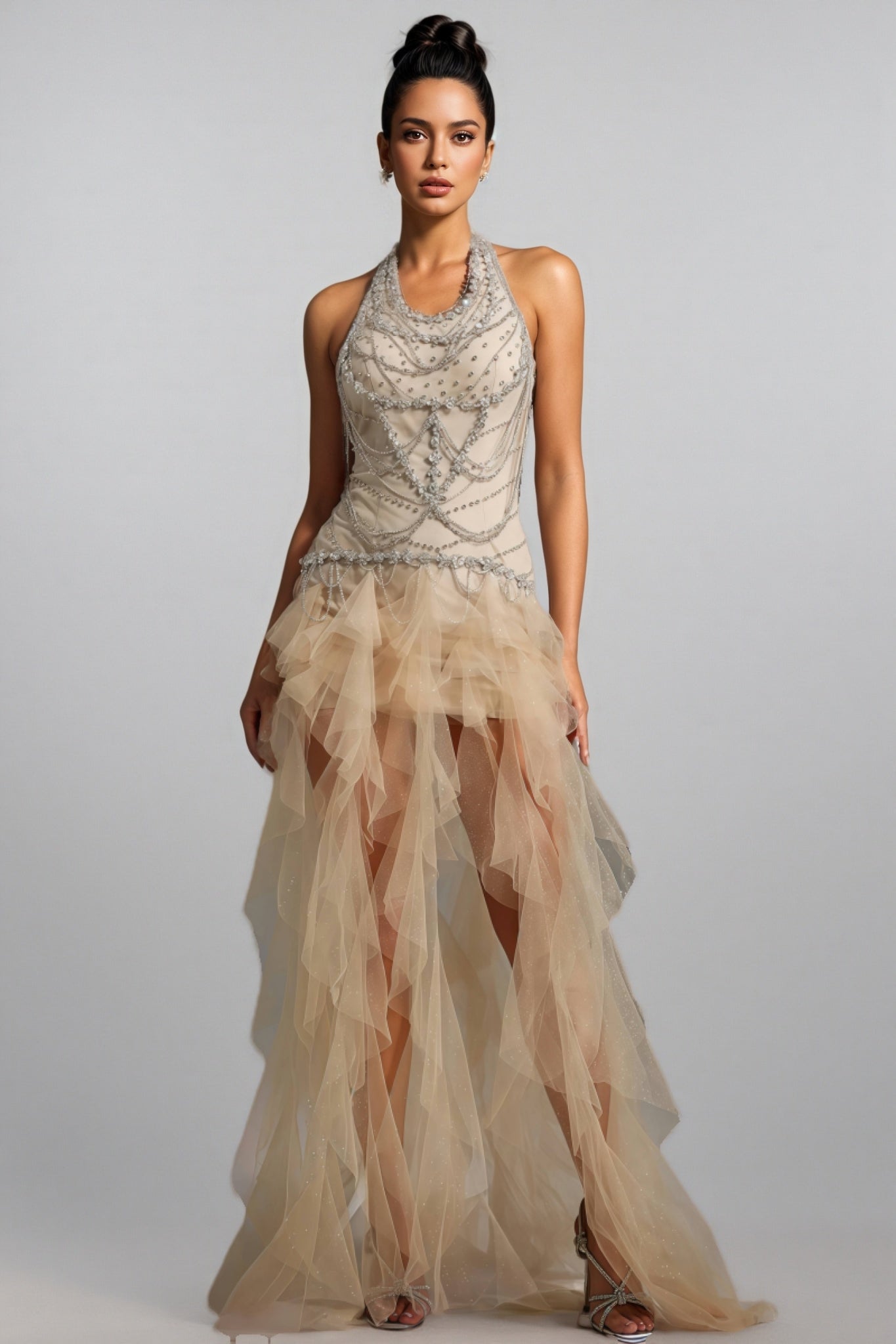 Daelad Sleeveless V-Neck Sequin Tassel Maxi Dress - View 4