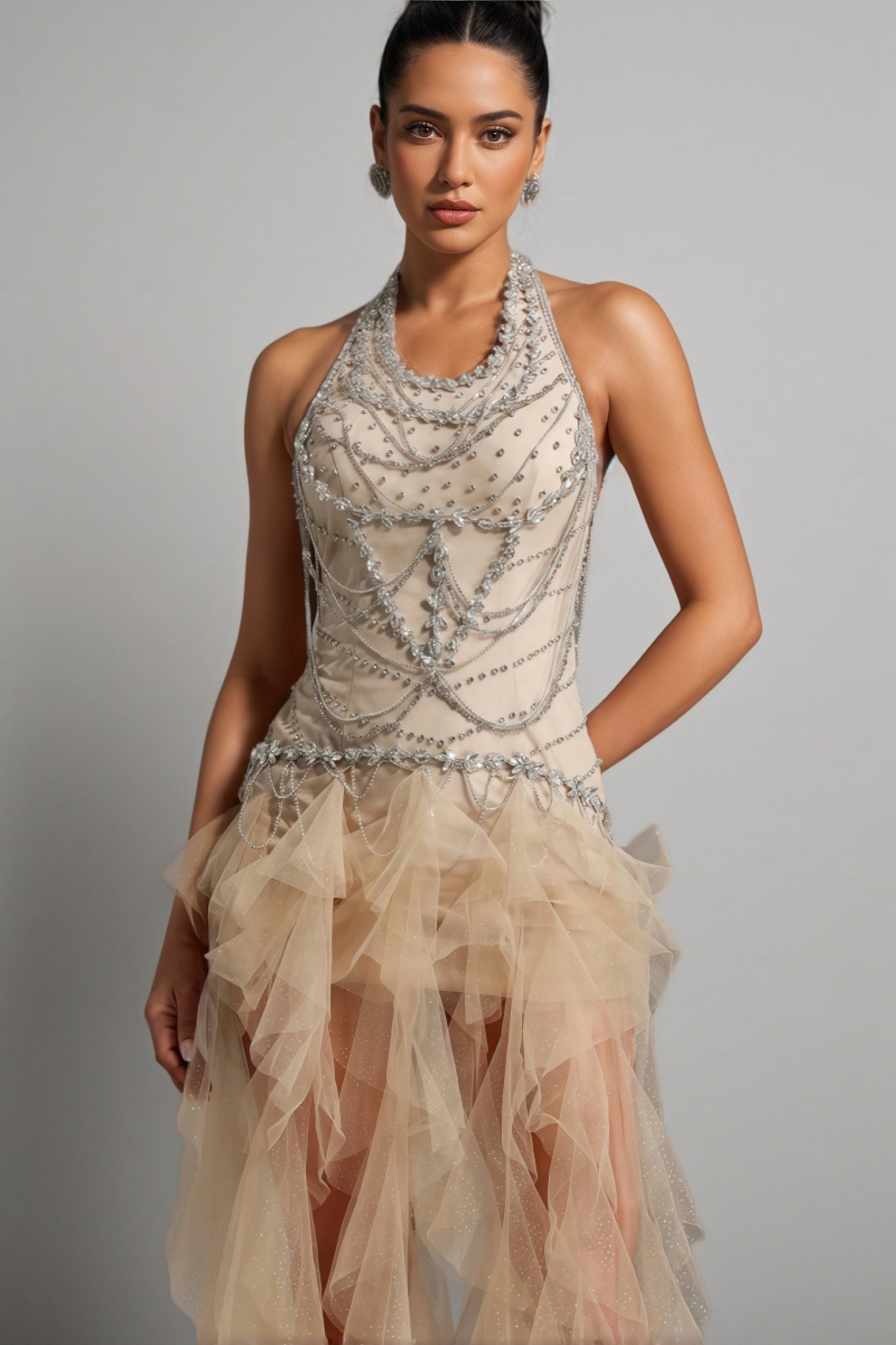 Daelad Sleeveless V-Neck Sequin Tassel Maxi Dress - View 3