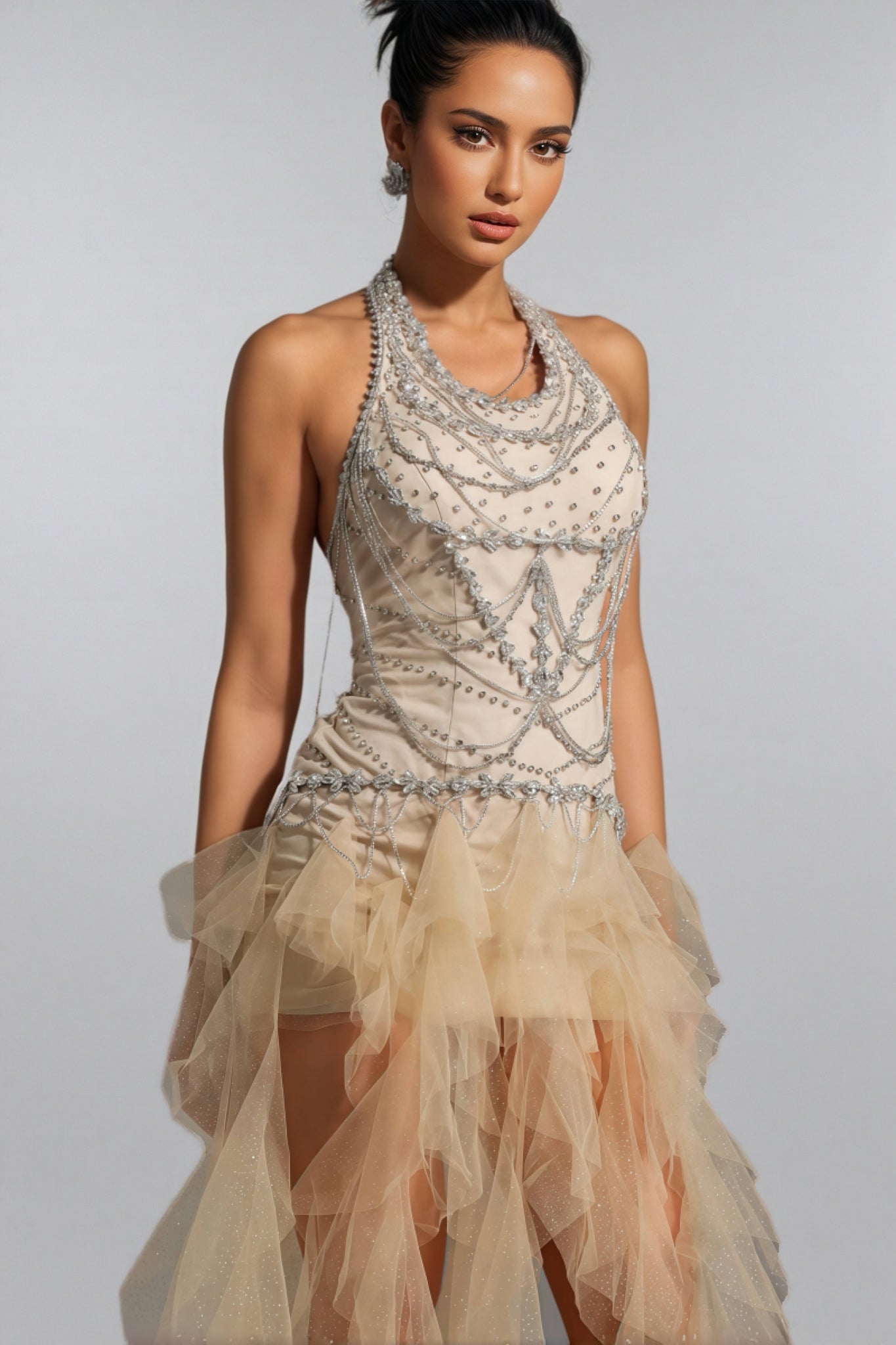 Daelad Sleeveless V-Neck Sequin Tassel Maxi Dress - View 2