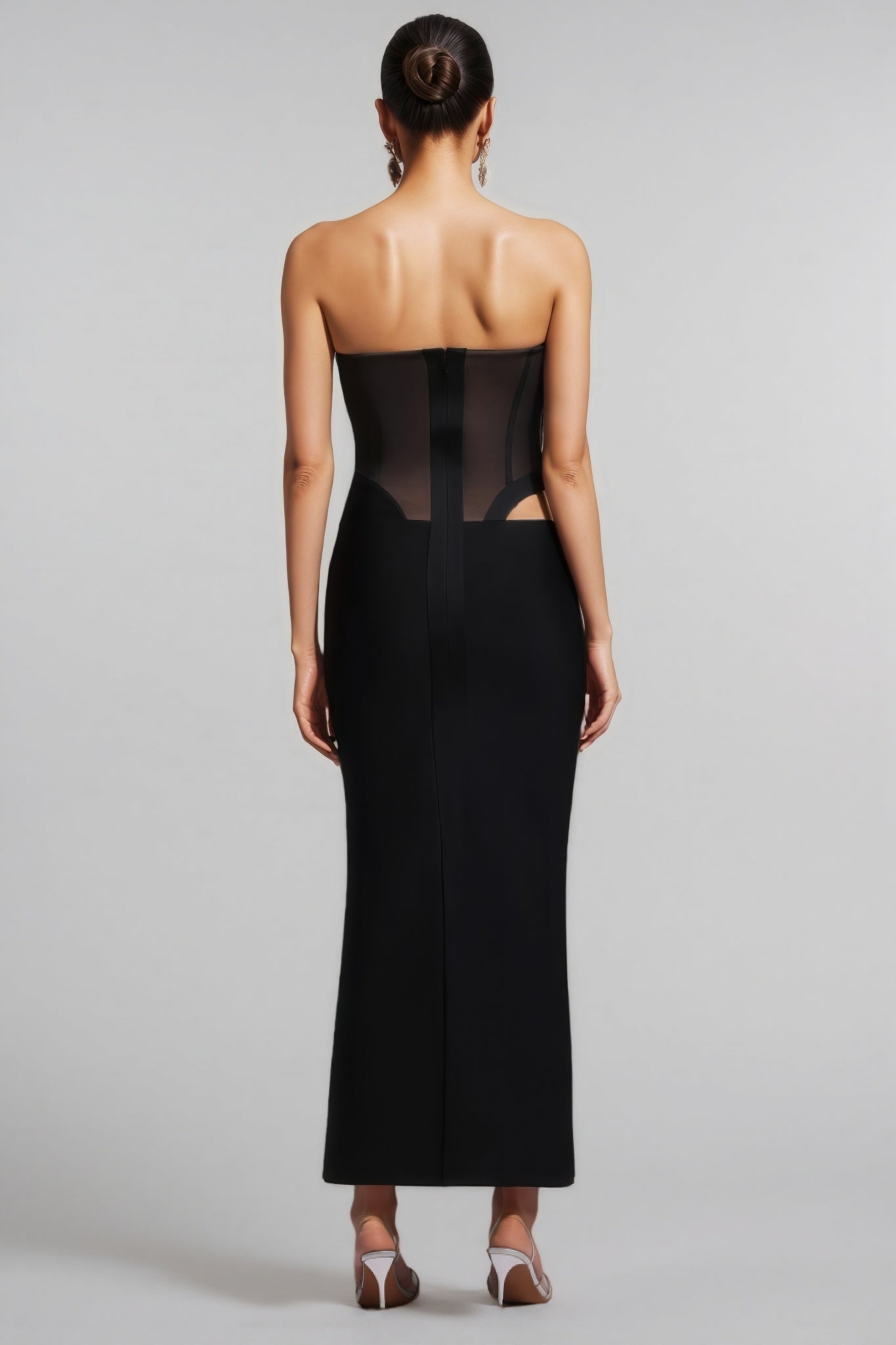 Luken Black Mesh Bandage Maxi Dress - View 5