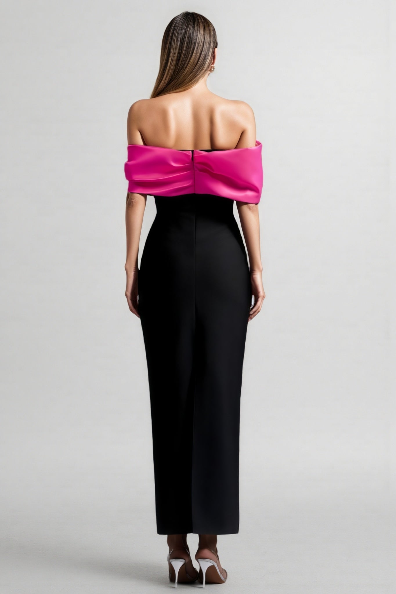 Off Shoulder Draped Fold Wrap Sweetheart Bandage Column Maxi Gown